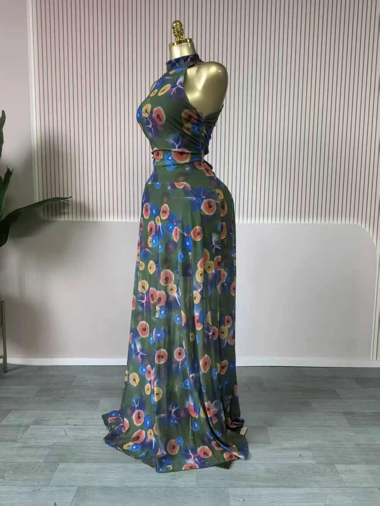 CM.YAYA 2026 Fall Women O-neck Sleeveless Print Mermaid Long Maxi Dress Cocktail Evening Birthday Beach Sexy Night Party Dresses