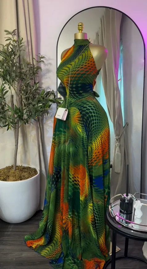 CM.YAYA 2026 Fall Women O-neck Sleeveless Print Mermaid Long Maxi Dress Cocktail Evening Birthday Beach Sexy Night Party Dresses