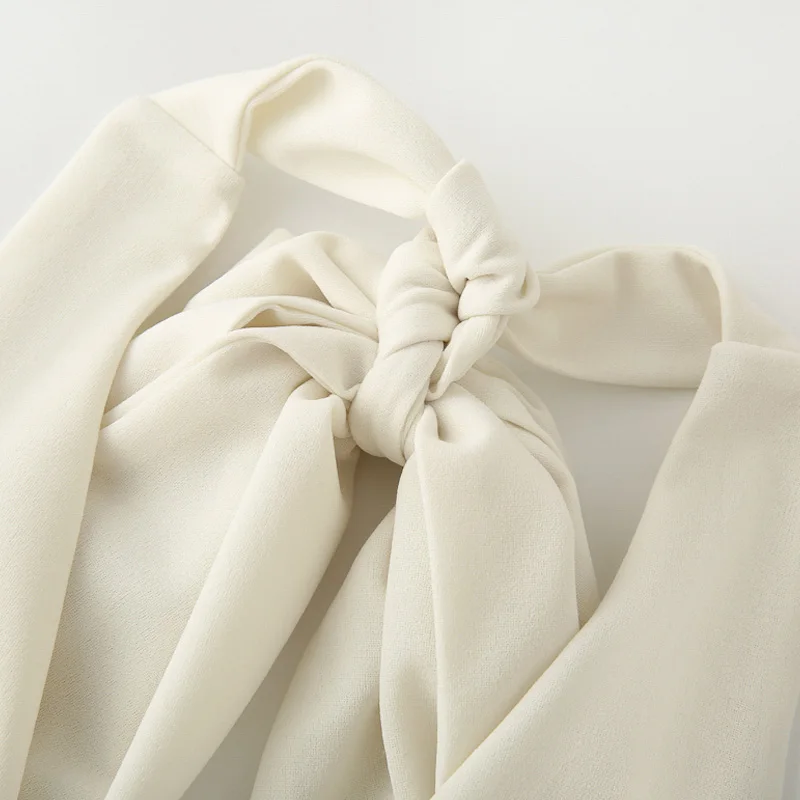 HXAO Womens Dresses Halter White Deep V-Neck Backless Long Dresses Maxi Evening Wedding Party Dresses Elegant Prom Dresses 2025