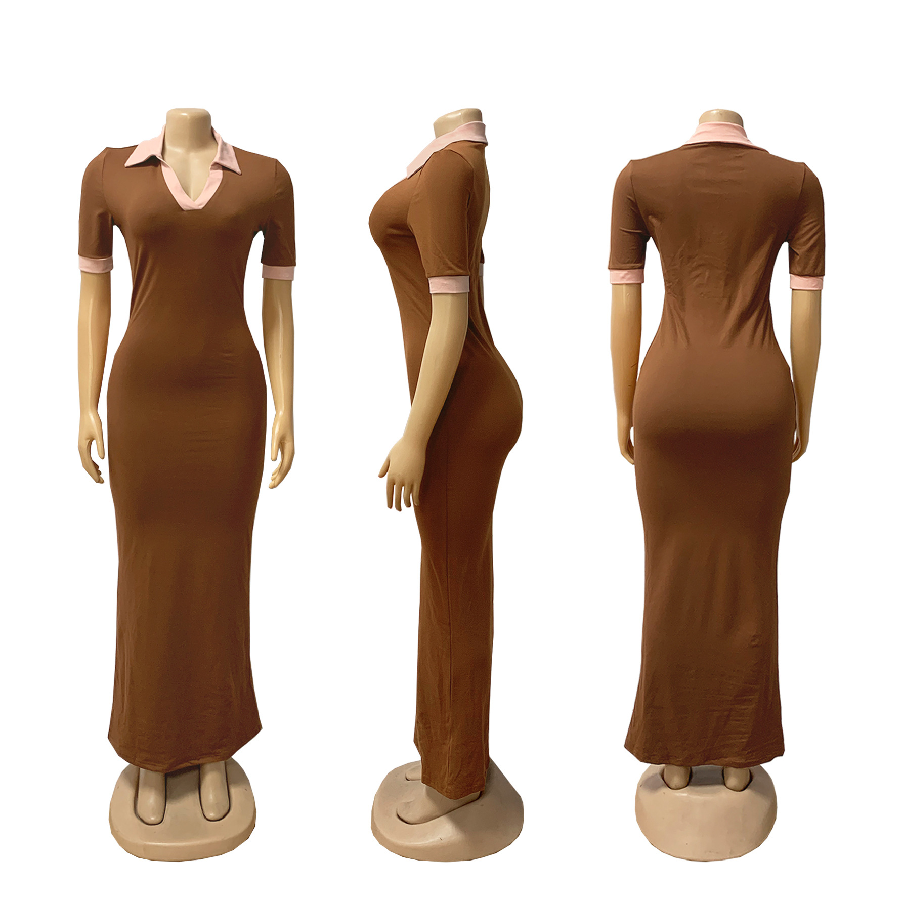 CM.YAYA Knitted V-Neck Women Short Sleeve Bodycon Long Dress 2025 Summer Sexy Night Club Birthday Party Active Maxi Dresses