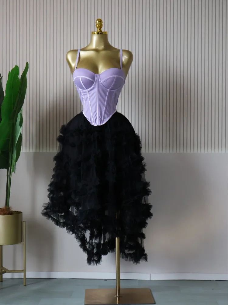 CM.YAYA Women's Dress Set Tunic Irregular Crop Top and Irregular Ball Gown Maxi Long Skirt Suit 2025 Two 2 Piece Set Outfits CM.YAYA Women's Dress Set Tunic Irregular Crop Top and Irregular Ball Gown Maxi Long Skirt Suit 2025 Two 2 Piece Set Outfits