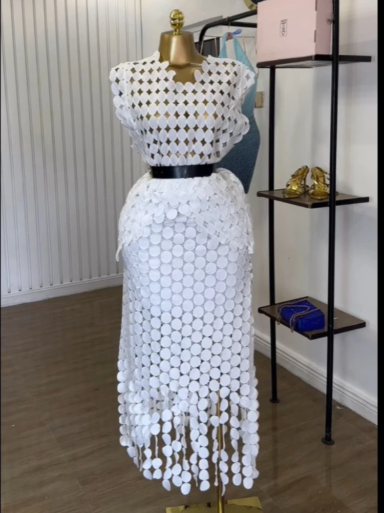 CM.YAYA Women Cutout O-neck Crop Top and Bodycon Midi Slim Maxi Long Skirt Suit 2025 Summer Vacation Sexy Two 2Piece Set Outfits CM.YAYA Women Cutout O-neck Crop Top and Bodycon Midi Slim Maxi Long Skirt Suit 2025 Summer Vacation Sexy Two 2Piece Set Outfits