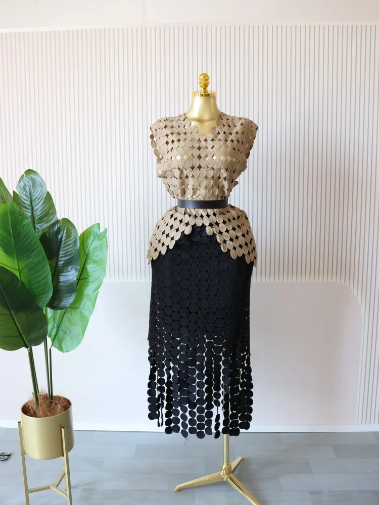 CM.YAYA Women Cutout O-neck Crop Top and Bodycon Midi Slim Maxi Long Skirt Suit 2025 Summer Vacation Sexy Two 2Piece Set Outfits CM.YAYA Women Cutout O-neck Crop Top and Bodycon Midi Slim Maxi Long Skirt Suit 2025 Summer Vacation Sexy Two 2Piece Set Outfits