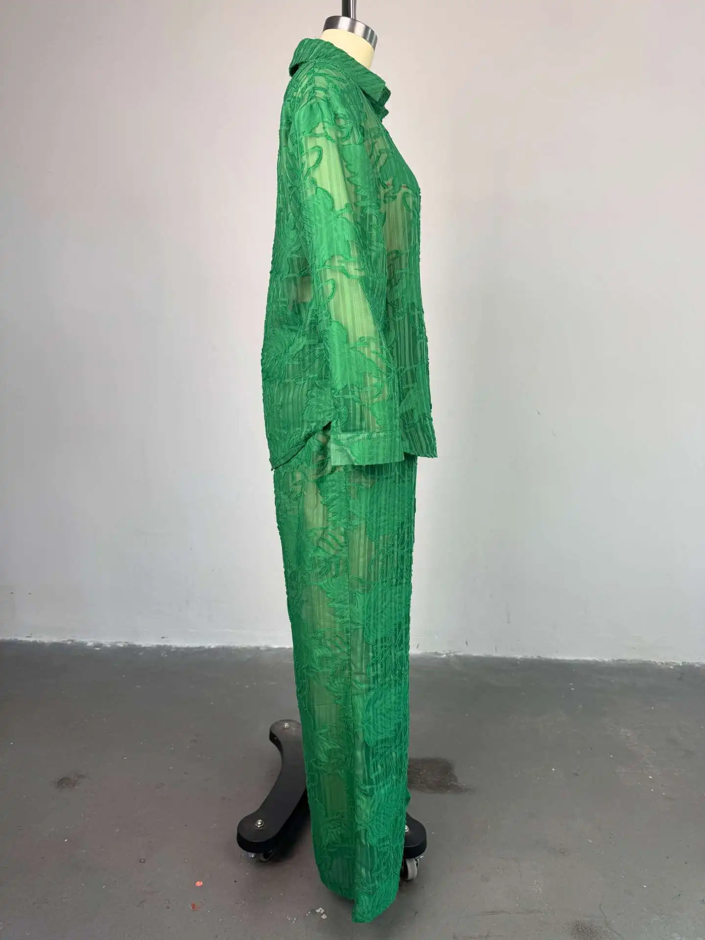 CM.YAYA Fashion Women's Set Perspective Long Sleeve Shirt and Straight Wide Leg Pants 2025 OL Two 2 Piece Set Outfit Tracksuit CM.YAYA Fashion Women's Set Perspective Long Sleeve Shirt and Straight Wide Leg Pants 2025 OL Two 2 Piece Set Outfit Tracksuit