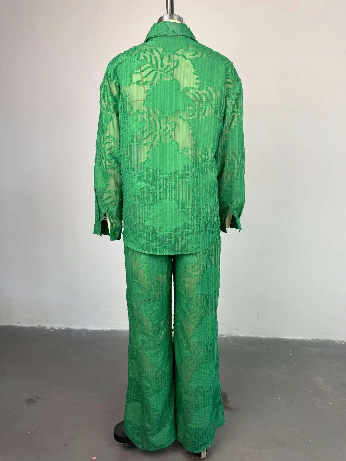 CM.YAYA Fashion Women's Set Perspective Long Sleeve Shirt and Straight Wide Leg Pants 2025 OL Two 2 Piece Set Outfit Tracksuit CM.YAYA Fashion Women's Set Perspective Long Sleeve Shirt and Straight Wide Leg Pants 2025 OL Two 2 Piece Set Outfit Tracksuit