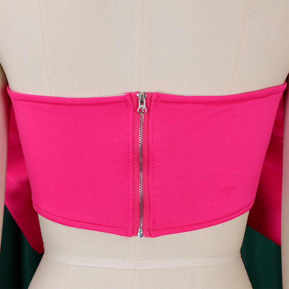 CM.YAYA Vintage Women Bow Butterfly Splicing Strapless Crop Tops 2023 INS Summer Sexy Party Evening Camis Tank CM.YAYA Vintage Women Bow Butterfly Splicing Strapless Crop Tops 2023 INS Summer Sexy Party Evening Camis Tank