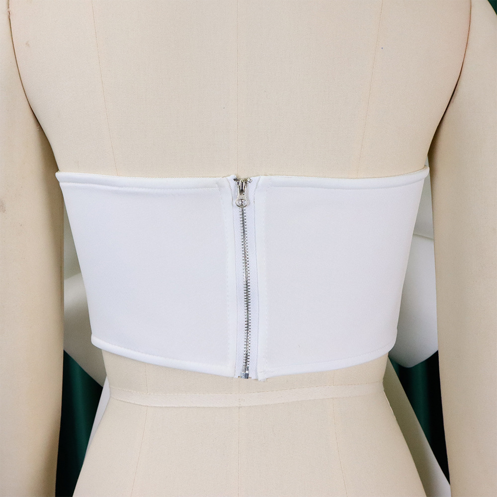 CM.YAYA Vintage Women Bow Butterfly Splicing Strapless Crop Tops 2023 INS Summer Sexy Party Evening Camis Tank