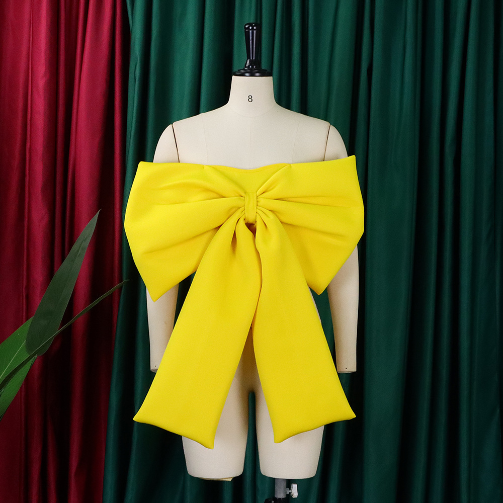 CM.YAYA Vintage Women Bow Butterfly Splicing Strapless Crop Tops 2023 INS Summer Sexy Party Evening Camis Tank CM.YAYA Vintage Women Bow Butterfly Splicing Strapless Crop Tops 2023 INS Summer Sexy Party Evening Camis Tank