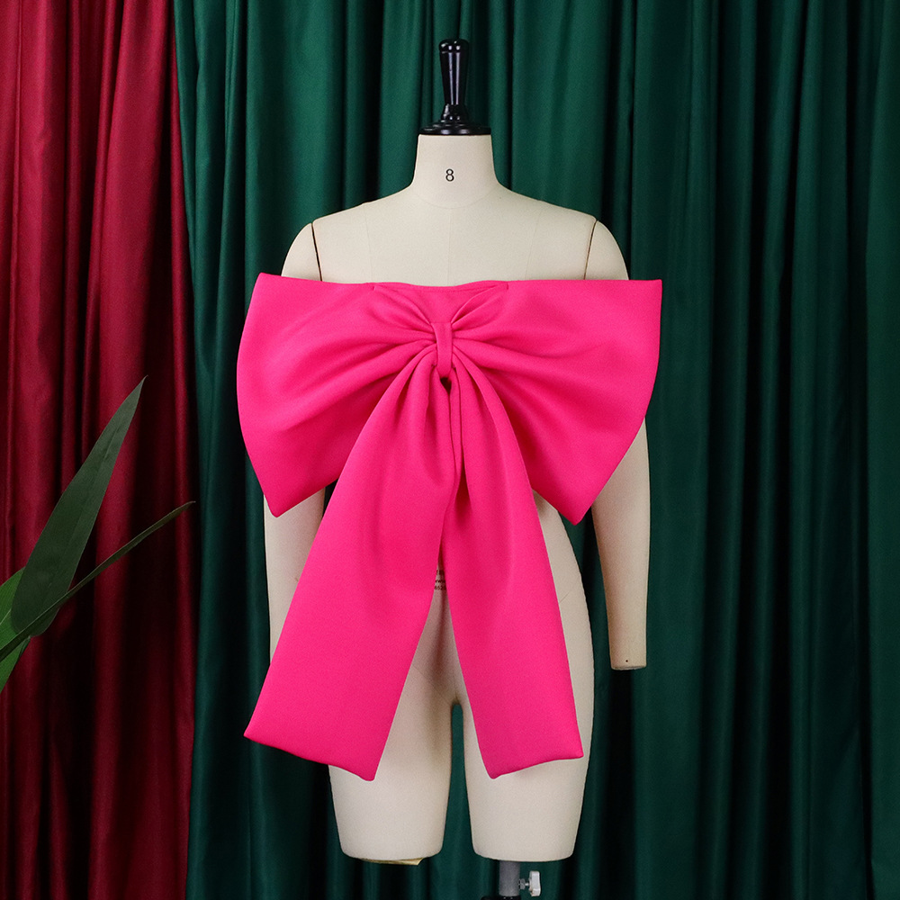 CM.YAYA Vintage Women Bow Butterfly Splicing Strapless Crop Tops 2023 INS Summer Sexy Party Evening Camis Tank CM.YAYA Vintage Women Bow Butterfly Splicing Strapless Crop Tops 2023 INS Summer Sexy Party Evening Camis Tank