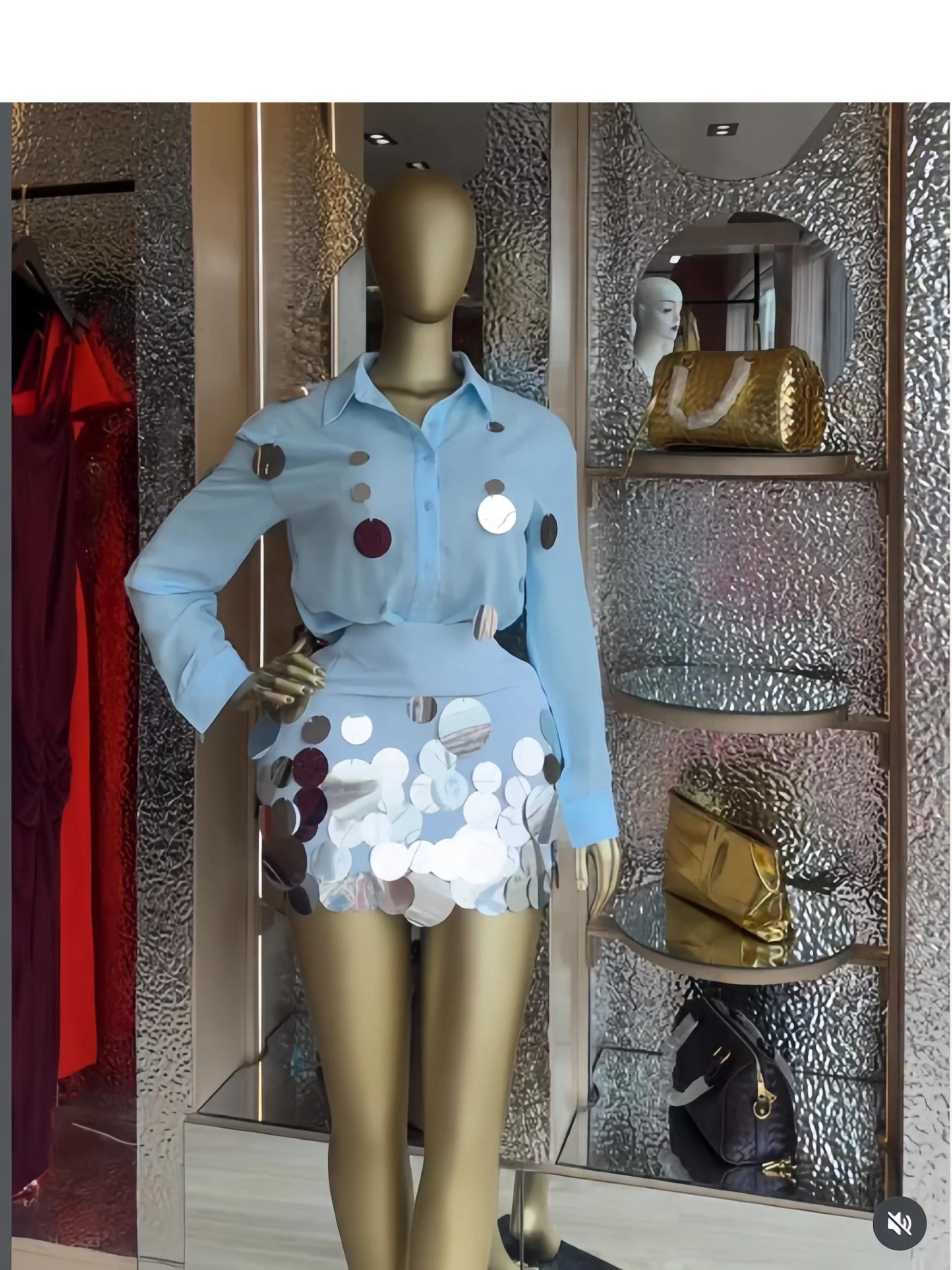 GLCMYAYA Fashion Sequined Splicing Women's Set Lapel Collar Shirt and Midi A-line Skirt Suit Vacation Two 2 Piece Set Outfits GLCMYAYA Fashion Sequined Splicing Women's Set Lapel Collar Shirt and Midi A-line Skirt Suit Vacation Two 2 Piece Set Outfits