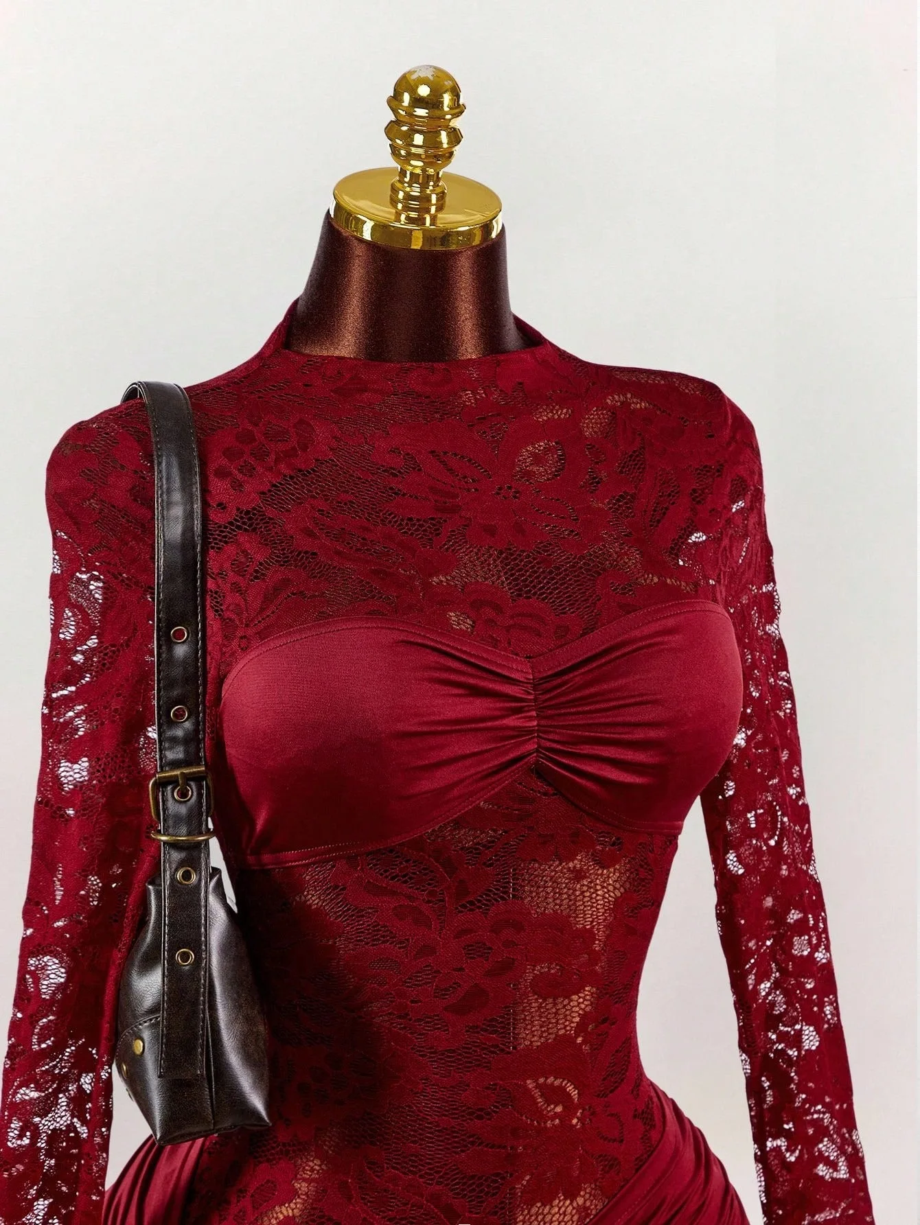 HLJ Sexy Lace Patchwork Bodycon Dresses Woman See Through Long Sleeves Hollow-out Dress Female Party Clubwear Vestidos 2026 New