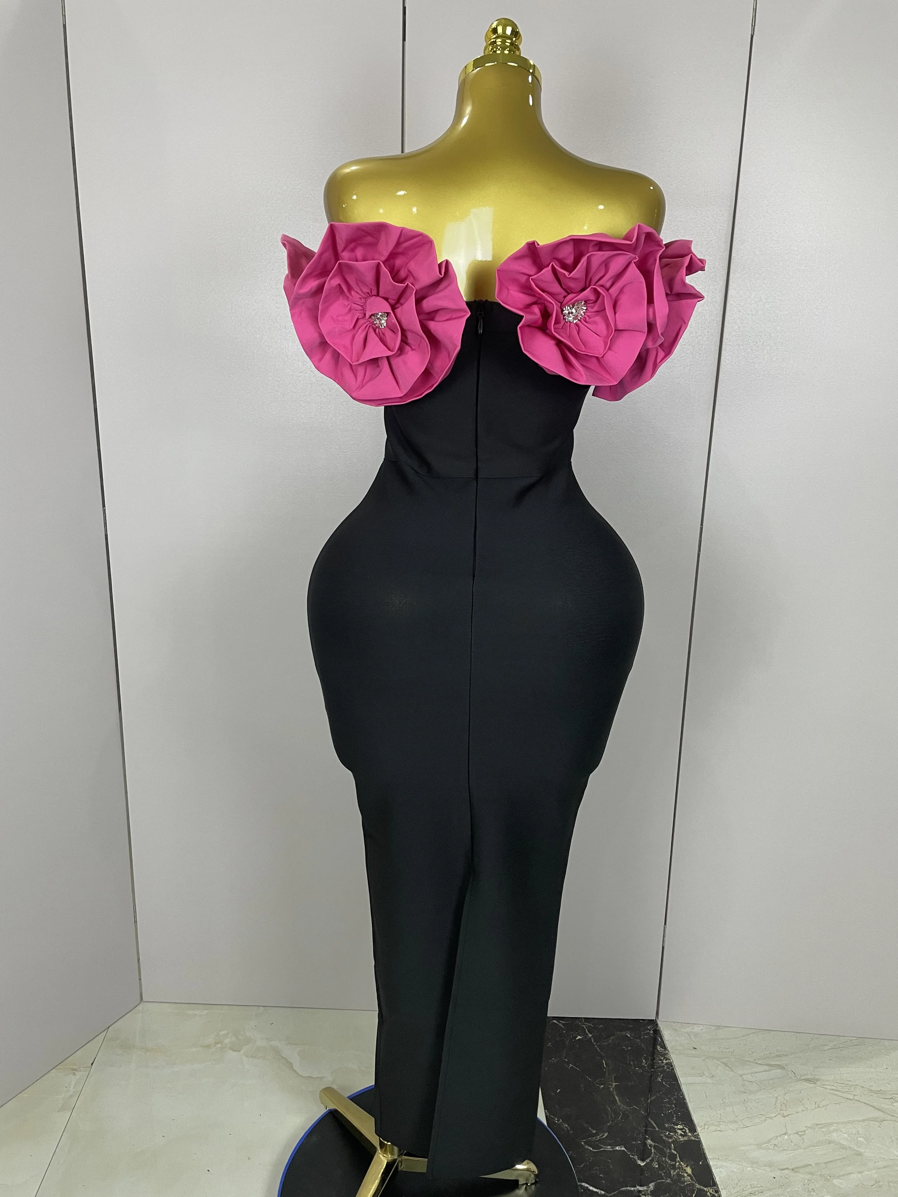 New Stereoscopic Red Flowers Sexy Off The Shoulder Ankle Lenght Bandage Dress Woman Birthday Party Vestido Wedding Party Outfit New Stereoscopic Red Flowers Sexy Off The Shoulder Ankle Lenght Bandage Dress Woman Birthday Party Vestido Wedding Party Outfit