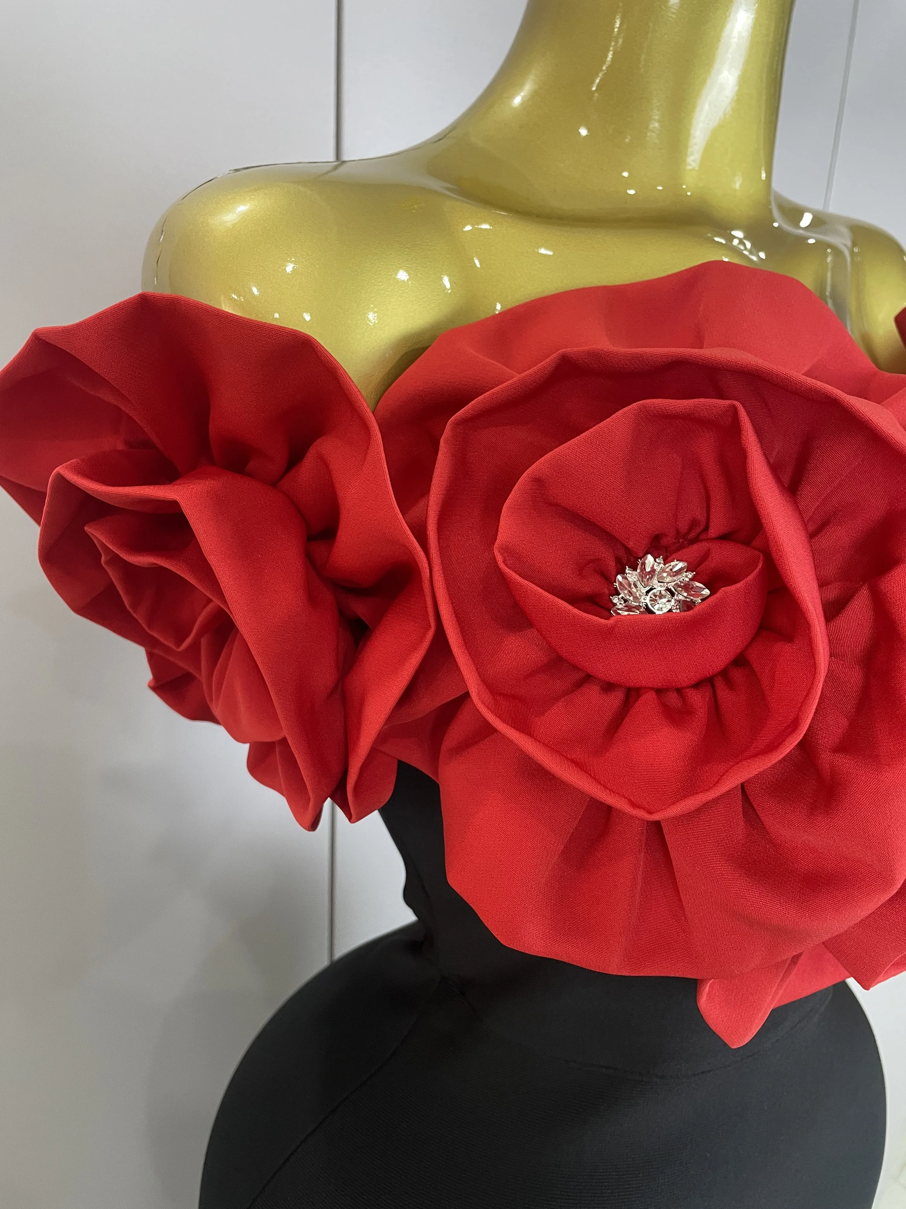 New Stereoscopic Red Flowers Sexy Off The Shoulder Ankle Lenght Bandage Dress Woman Birthday Party Vestido Wedding Party Outfit New Stereoscopic Red Flowers Sexy Off The Shoulder Ankle Lenght Bandage Dress Woman Birthday Party Vestido Wedding Party Outfit