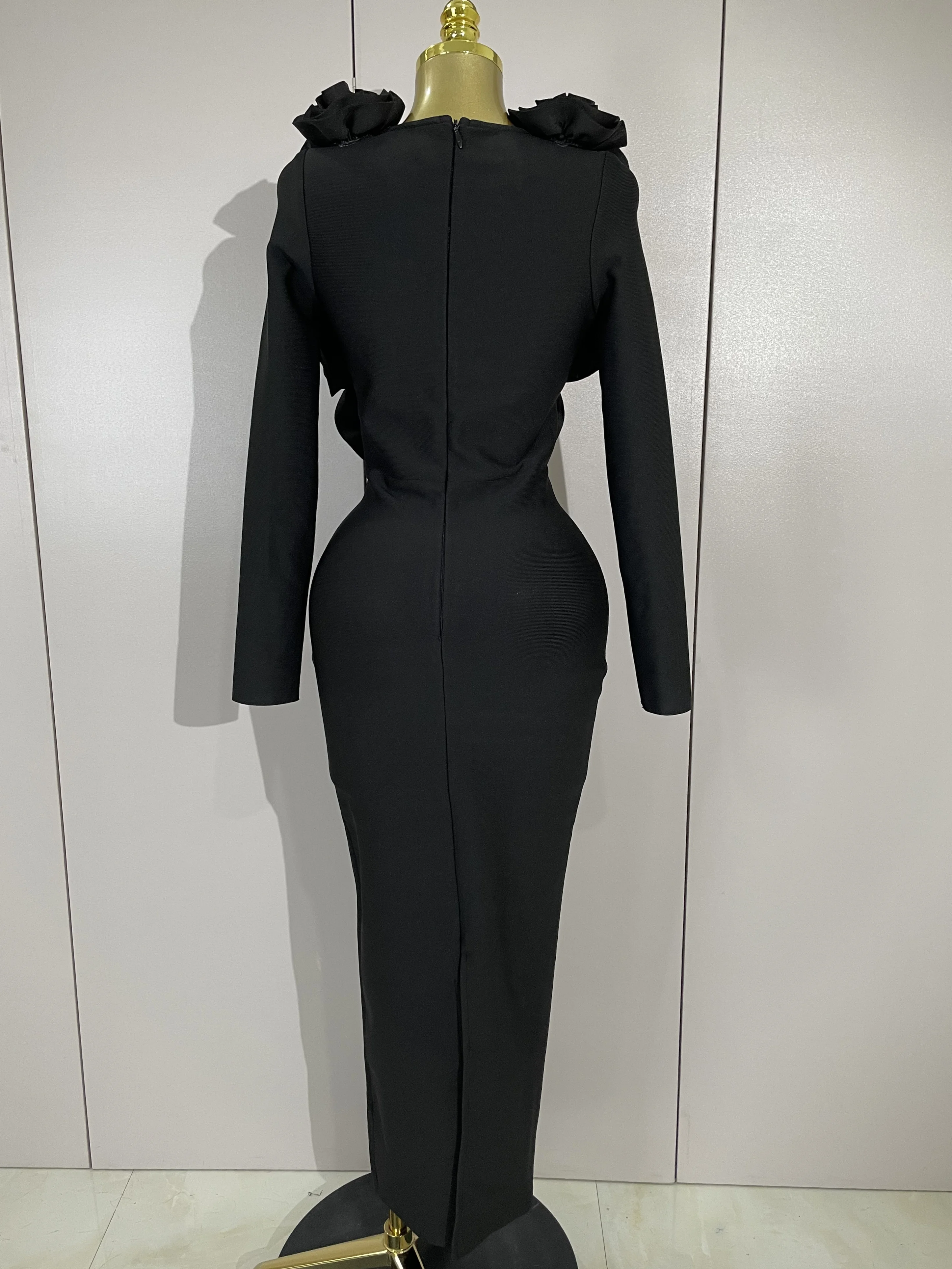 Elegant Fashion 3D Flower Long Sleeves Bodycon Bandage Dress Women Celebrity Party Club Luxury Birthday Wedding Dress Vestidos Elegant Fashion 3D Flower Long Sleeves Bodycon Bandage Dress Women Celebrity Party Club Luxury Birthday Wedding Dress Vestidos