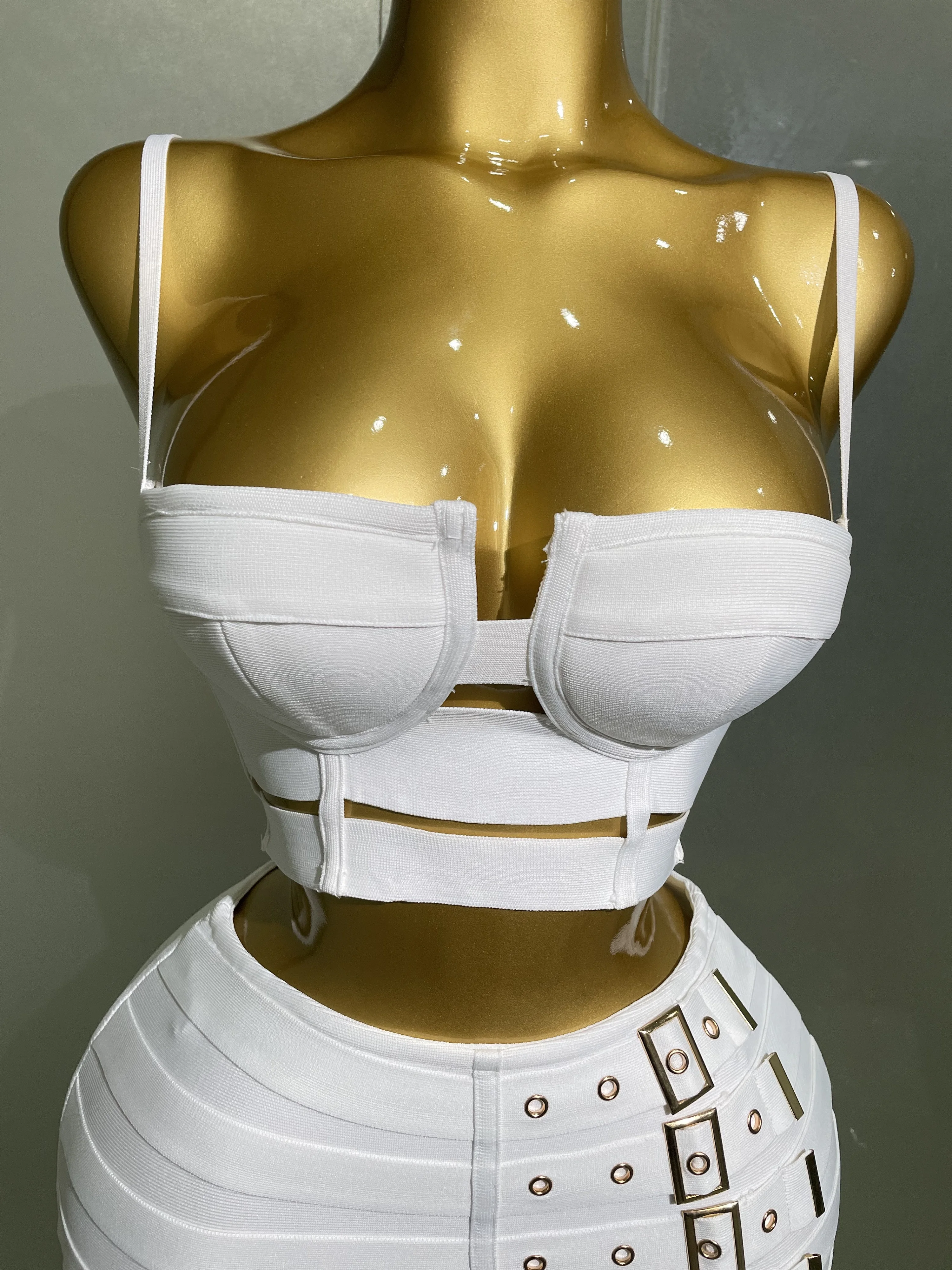 2025 New Arrival High Quality Women Sexy Bandage Tops Fashion Pencil Skirts Set Nightclub Party Celebrate Women's Set