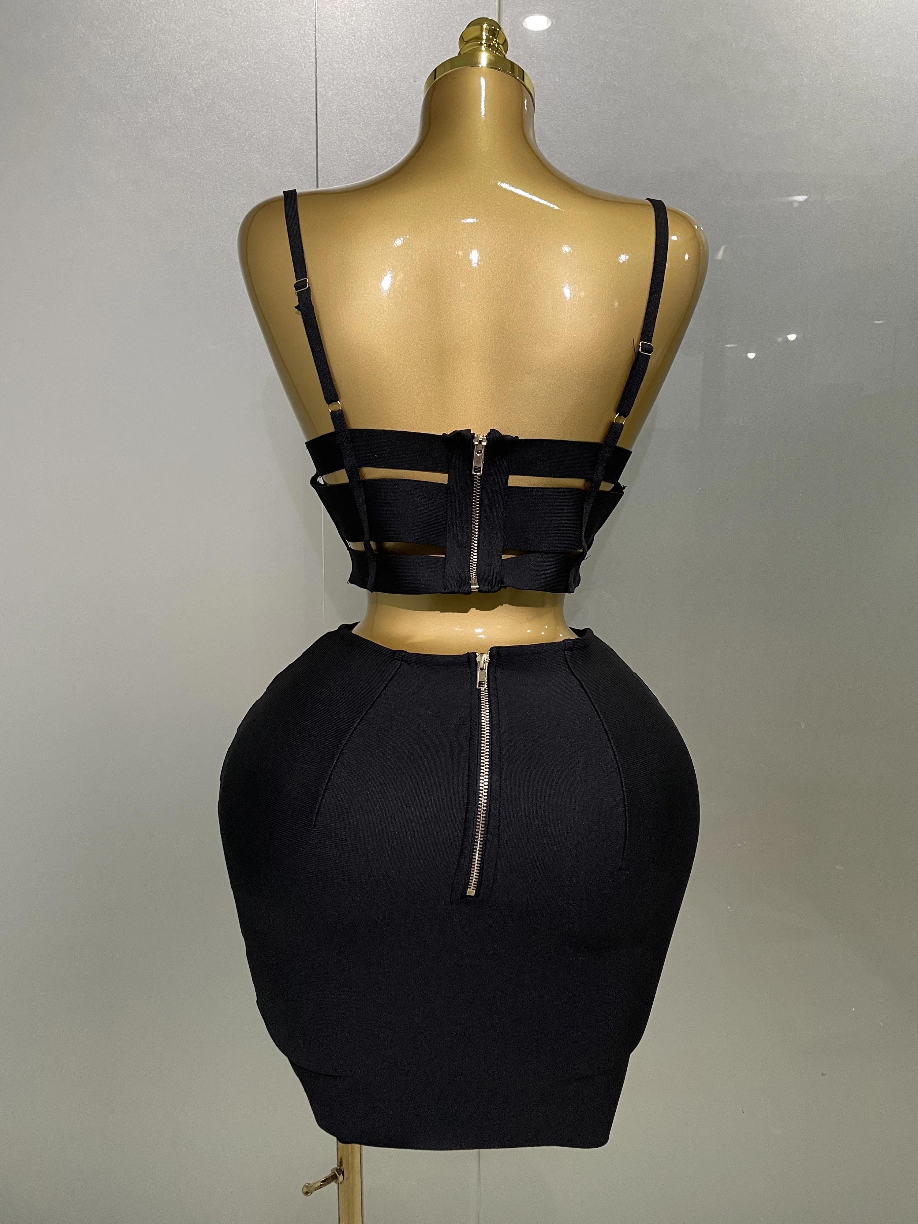 2025 New Arrival High Quality Women Sexy Bandage Tops Fashion Pencil Skirts Set Nightclub Party Celebrate Women's Set