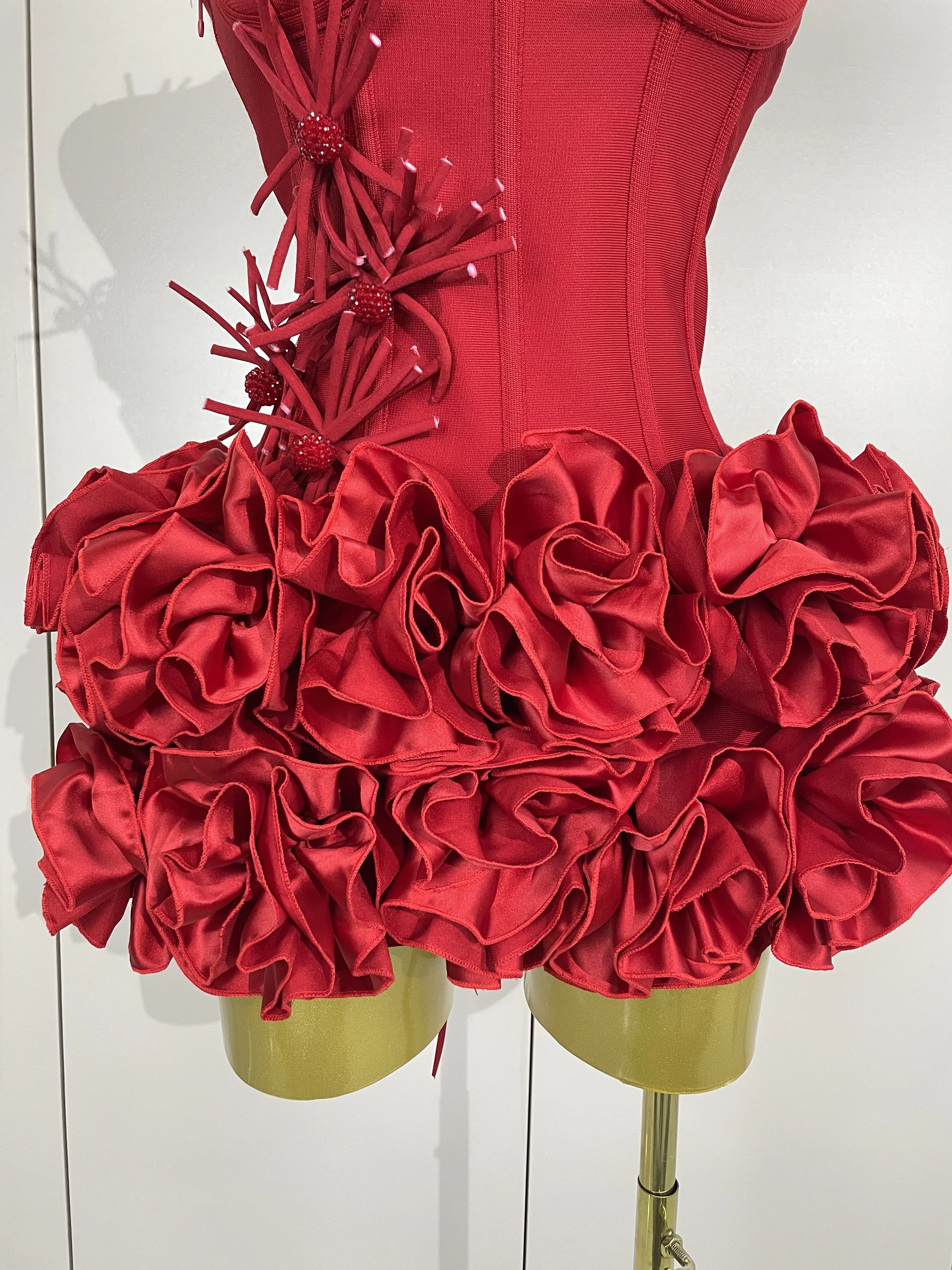 Women Sexy Halter Prom Gown Celebrity Club Two Piece Set Cocktail Elegant Fashion Luxury Birthday Party Red Black Bandage Outfit