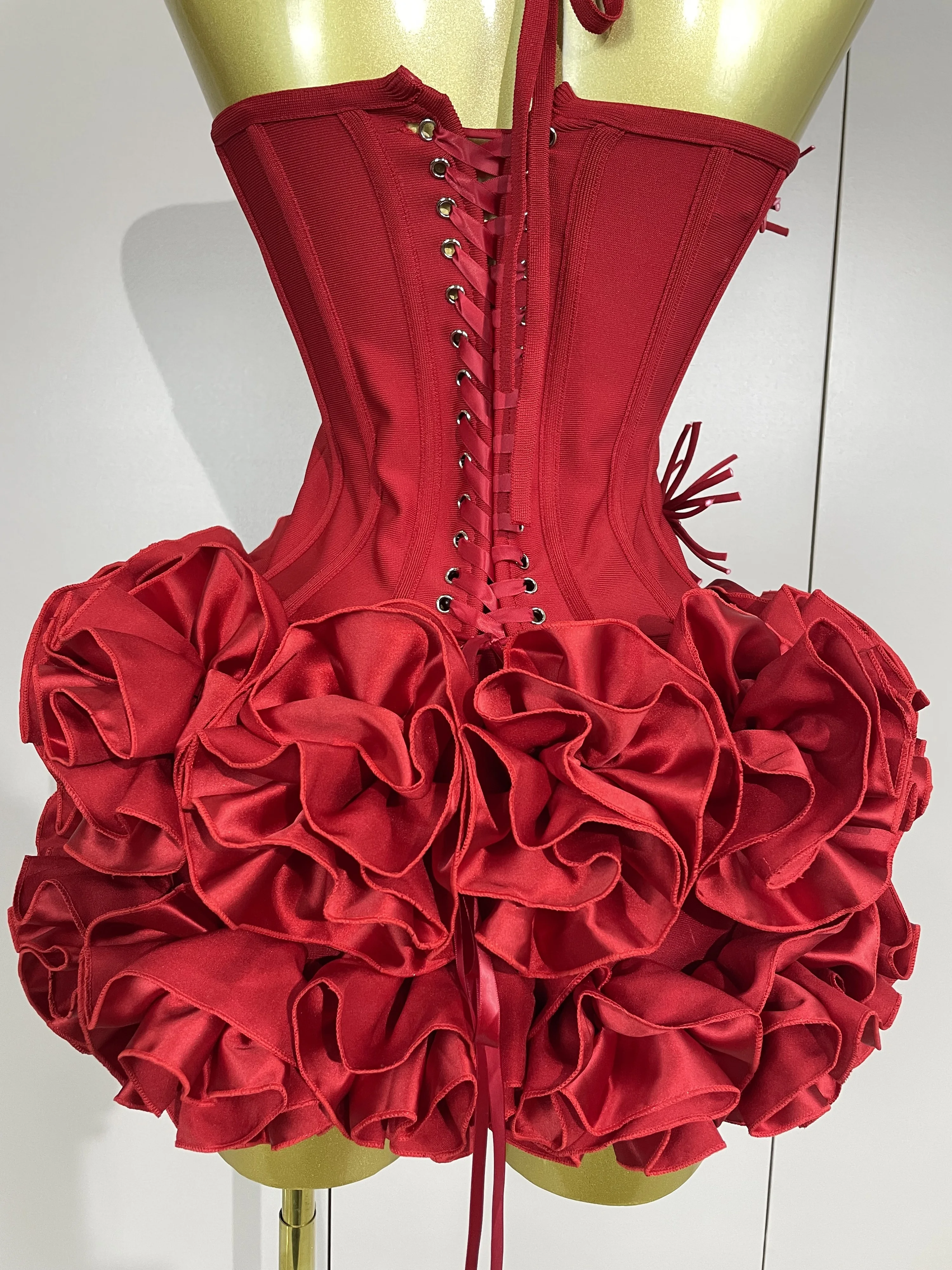 Women Sexy Halter Prom Gown Celebrity Club Two Piece Set Cocktail Elegant Fashion Luxury Birthday Party Red Black Bandage Outfit