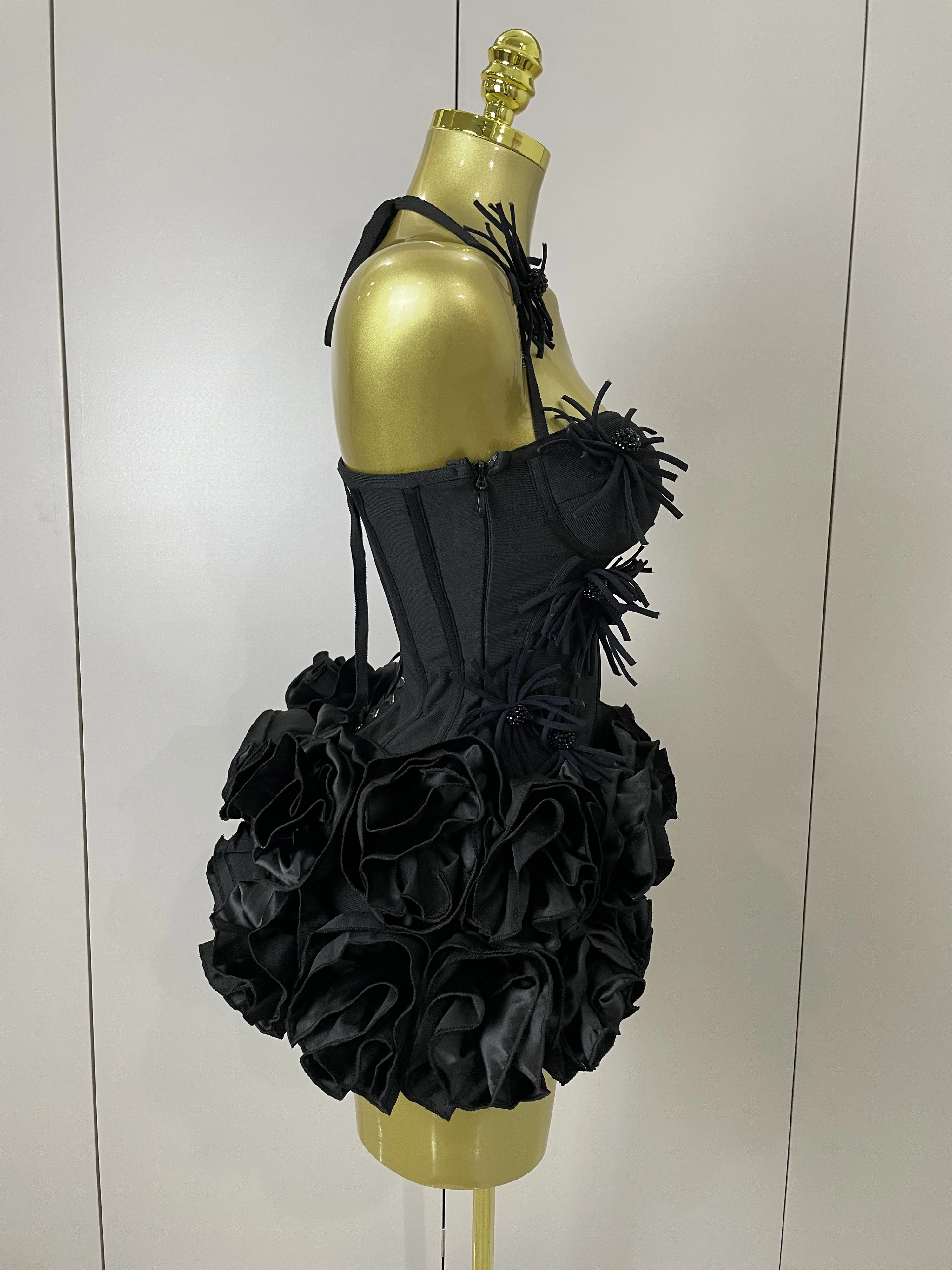 Women Sexy Halter Prom Gown Celebrity Club Two Piece Set Cocktail Elegant Fashion Luxury Birthday Party Red Black Bandage Outfit