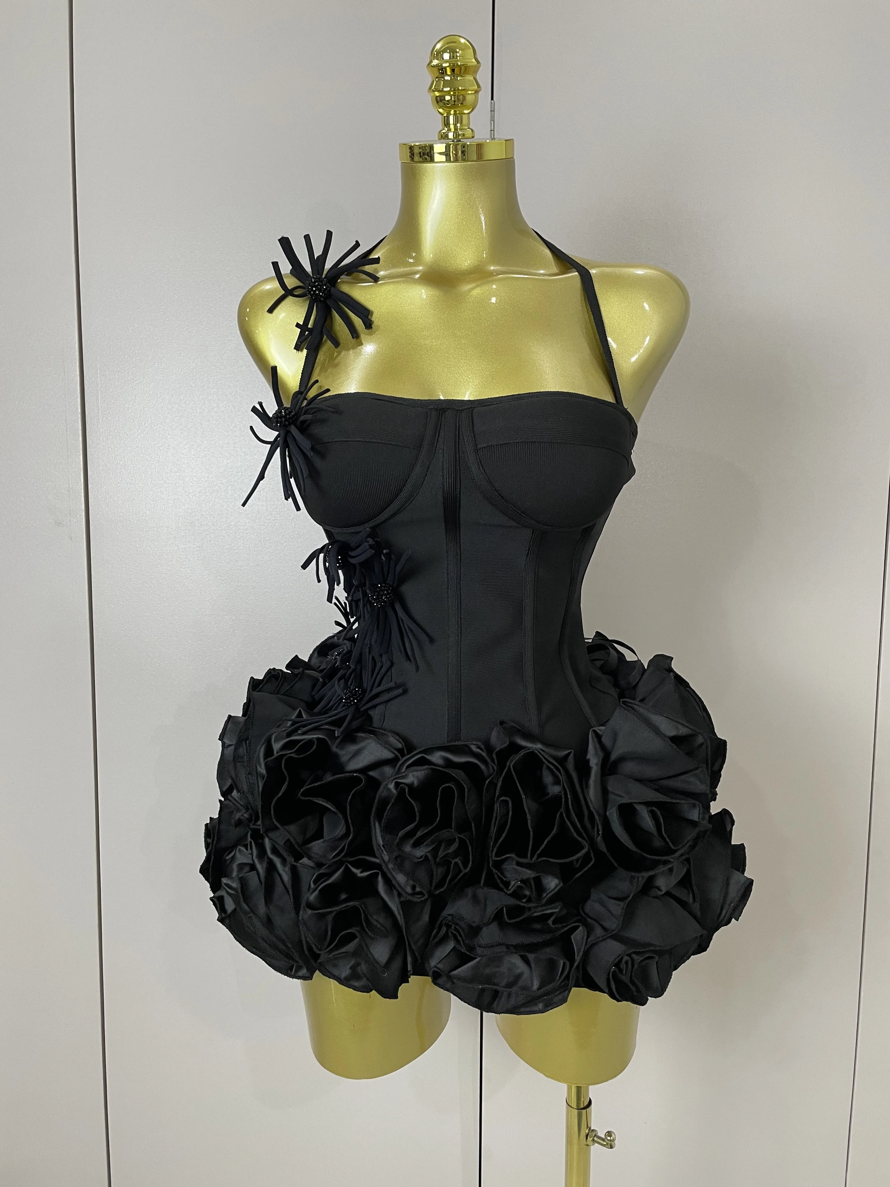 Women Sexy Halter Prom Gown Celebrity Club Two Piece Set Cocktail