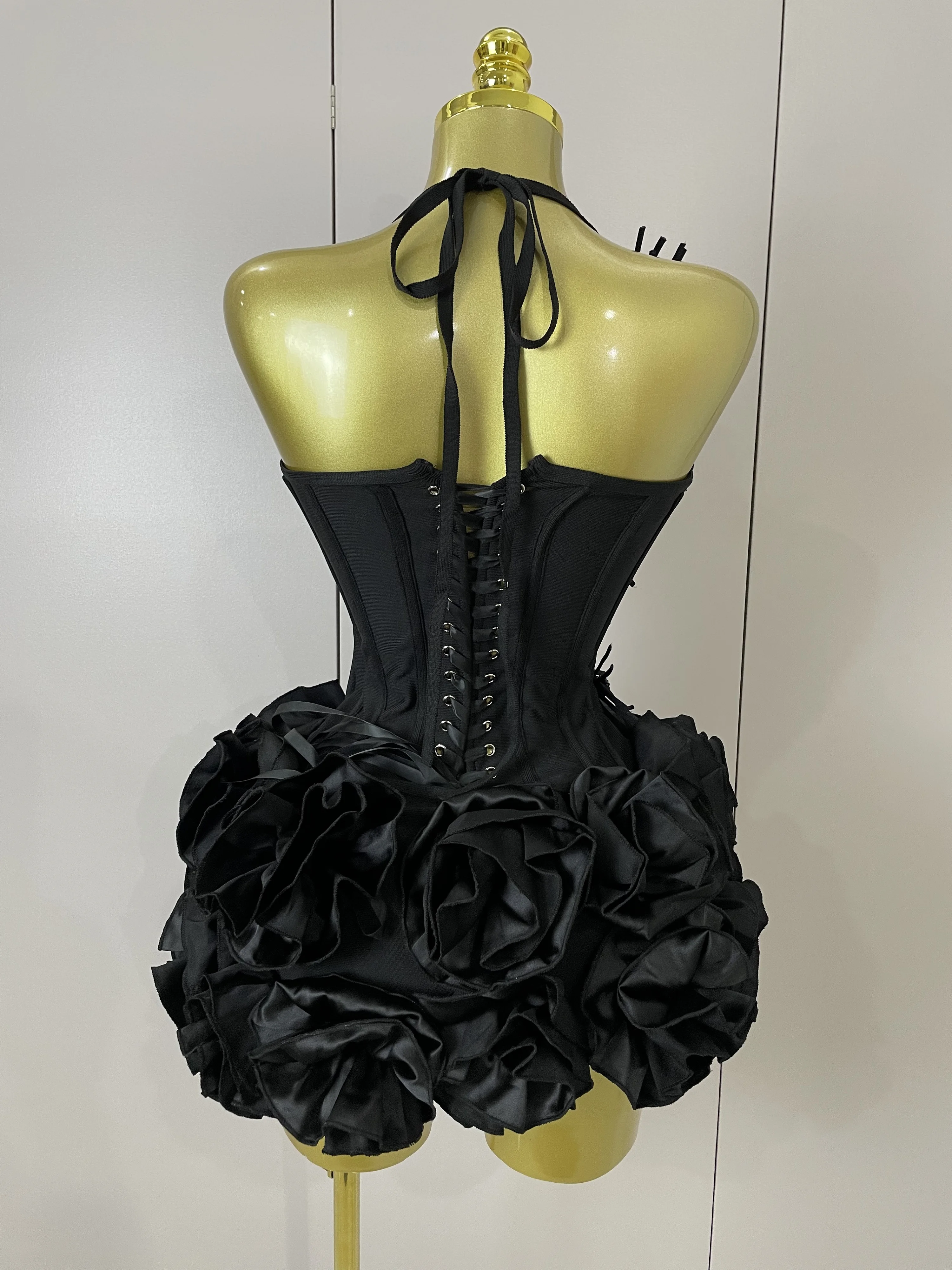 Women Sexy Halter Prom Gown Celebrity Club Two Piece Set Cocktail Elegant Fashion Luxury Birthday Party Red Black Bandage Outfit