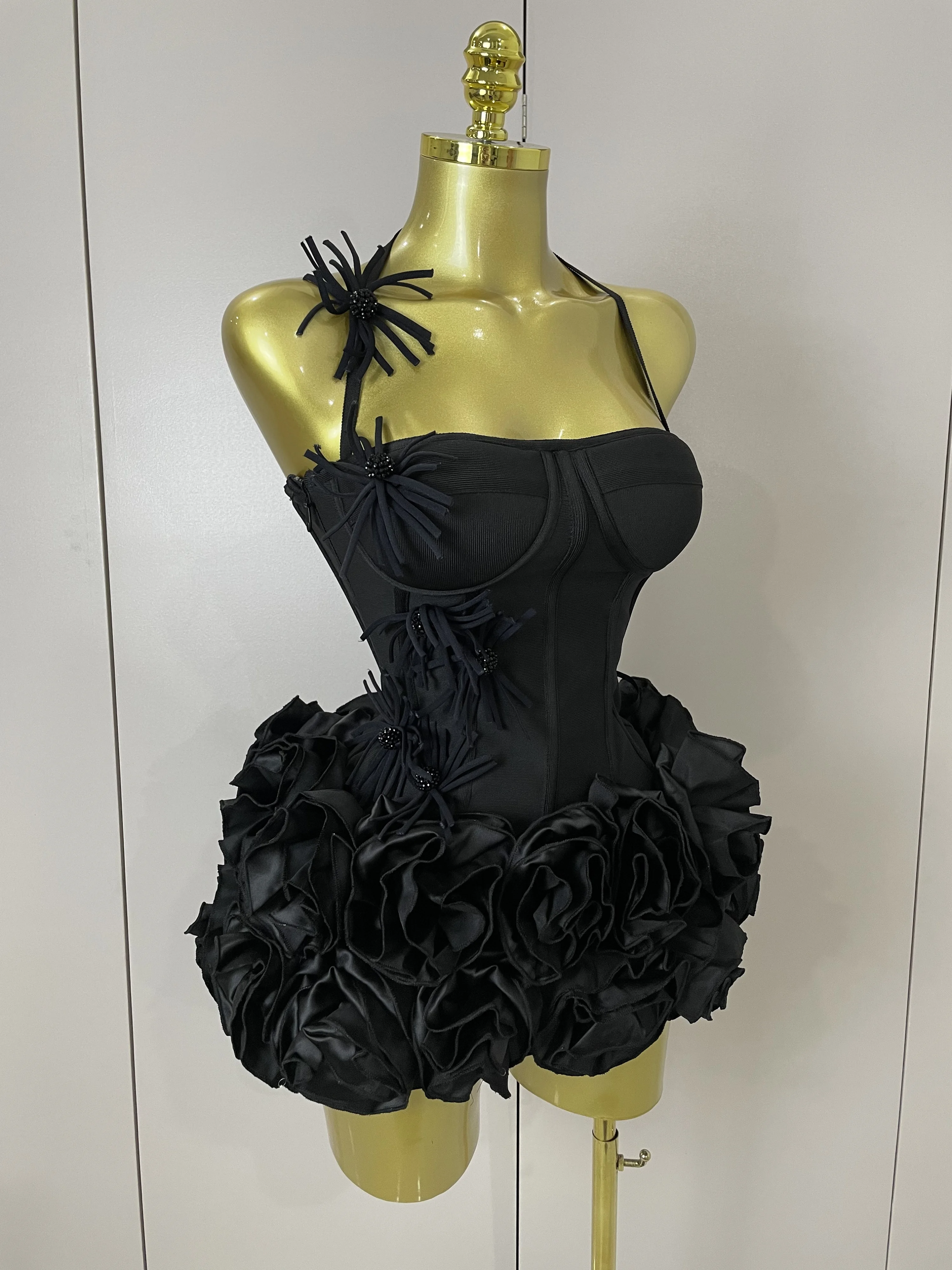 Women Sexy Halter Prom Gown Celebrity Club Two Piece Set Cocktail Elegant Fashion Luxury Birthday Party Red Black Bandage Outfit