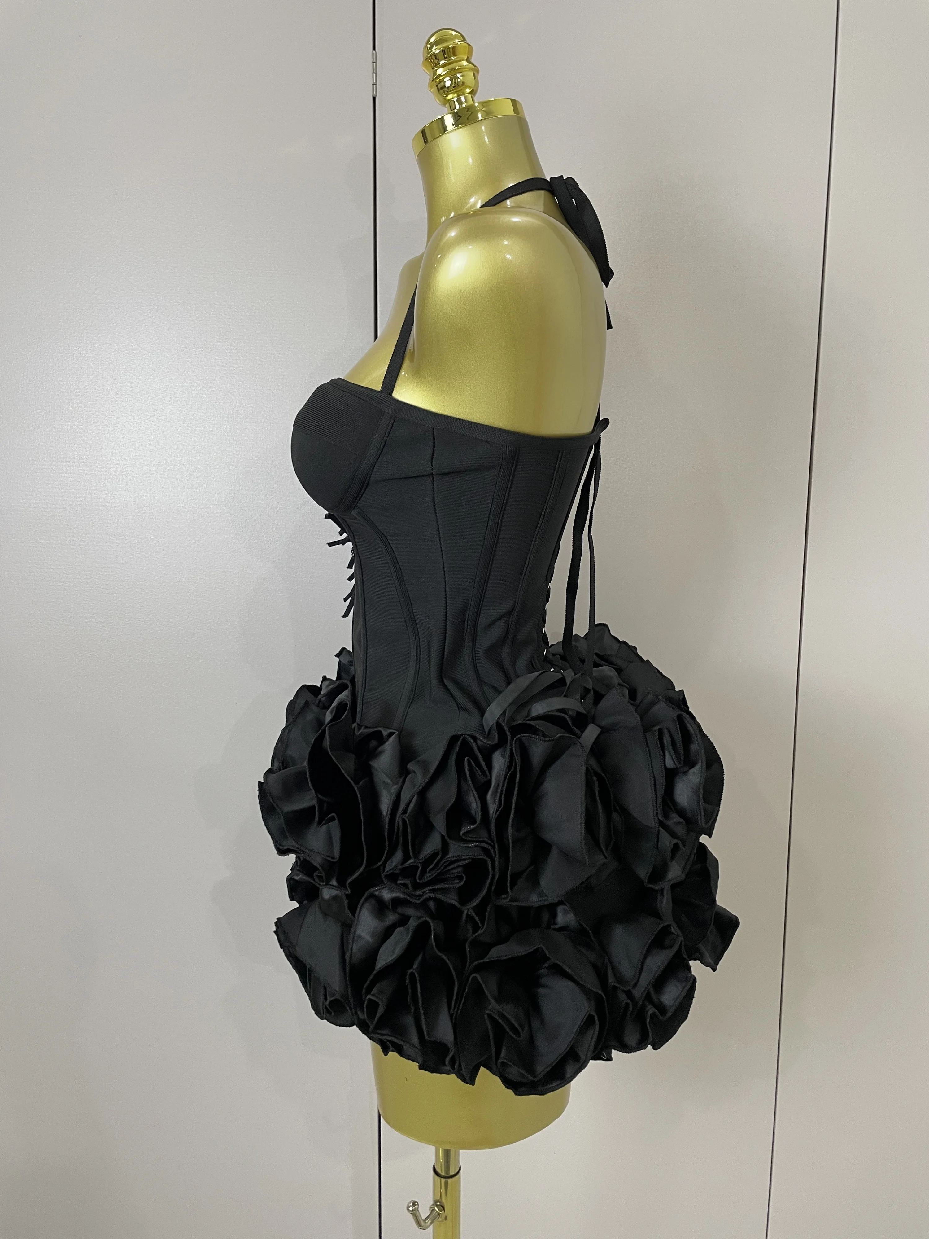 Women Sexy Halter Prom Gown Celebrity Club Two Piece Set Cocktail Elegant Fashion Luxury Birthday Party Red Black Bandage Outfit