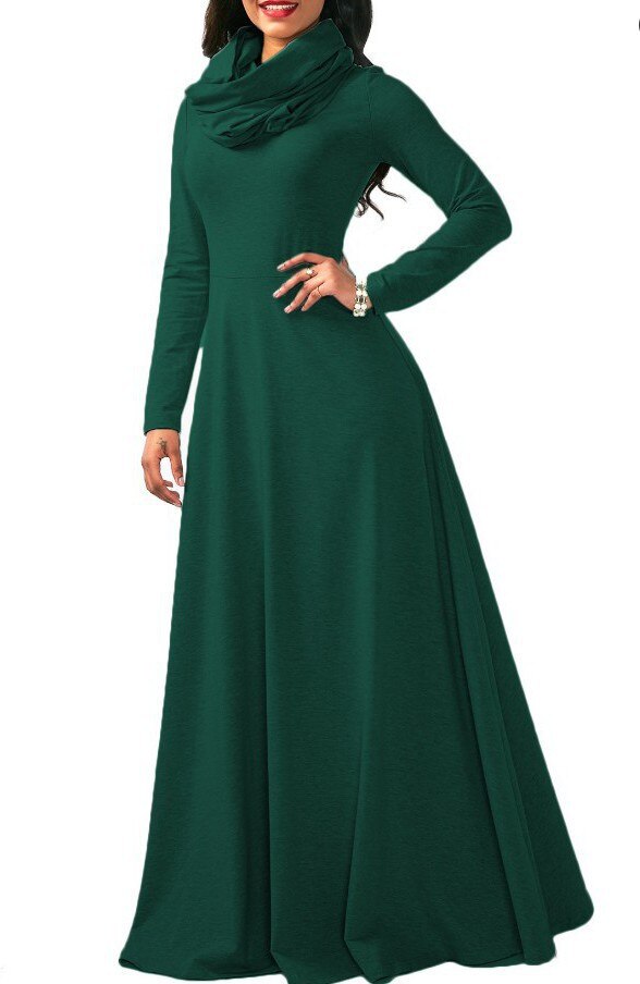 Women's Warm Maxi Dress with Pockets