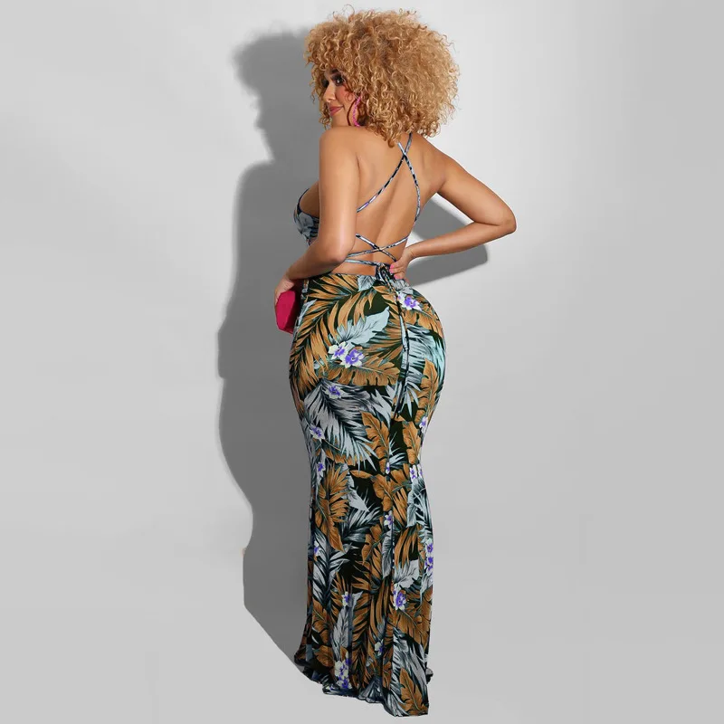 Printed Bodycon Maxi Dress
