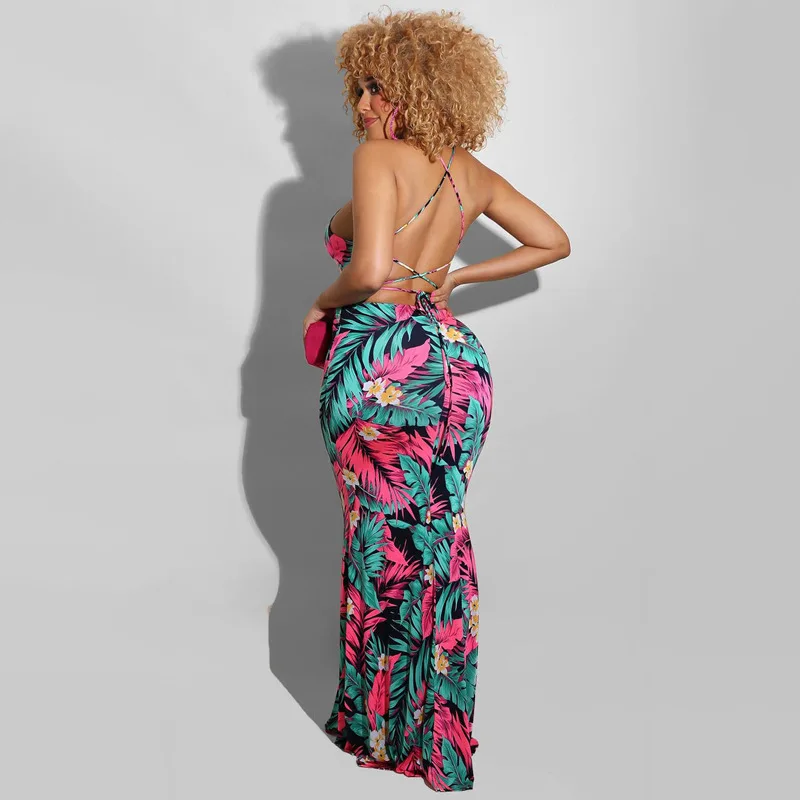 Printed Bodycon Maxi Dress