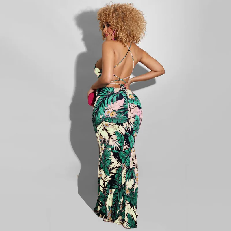 Printed Bodycon Maxi Dress