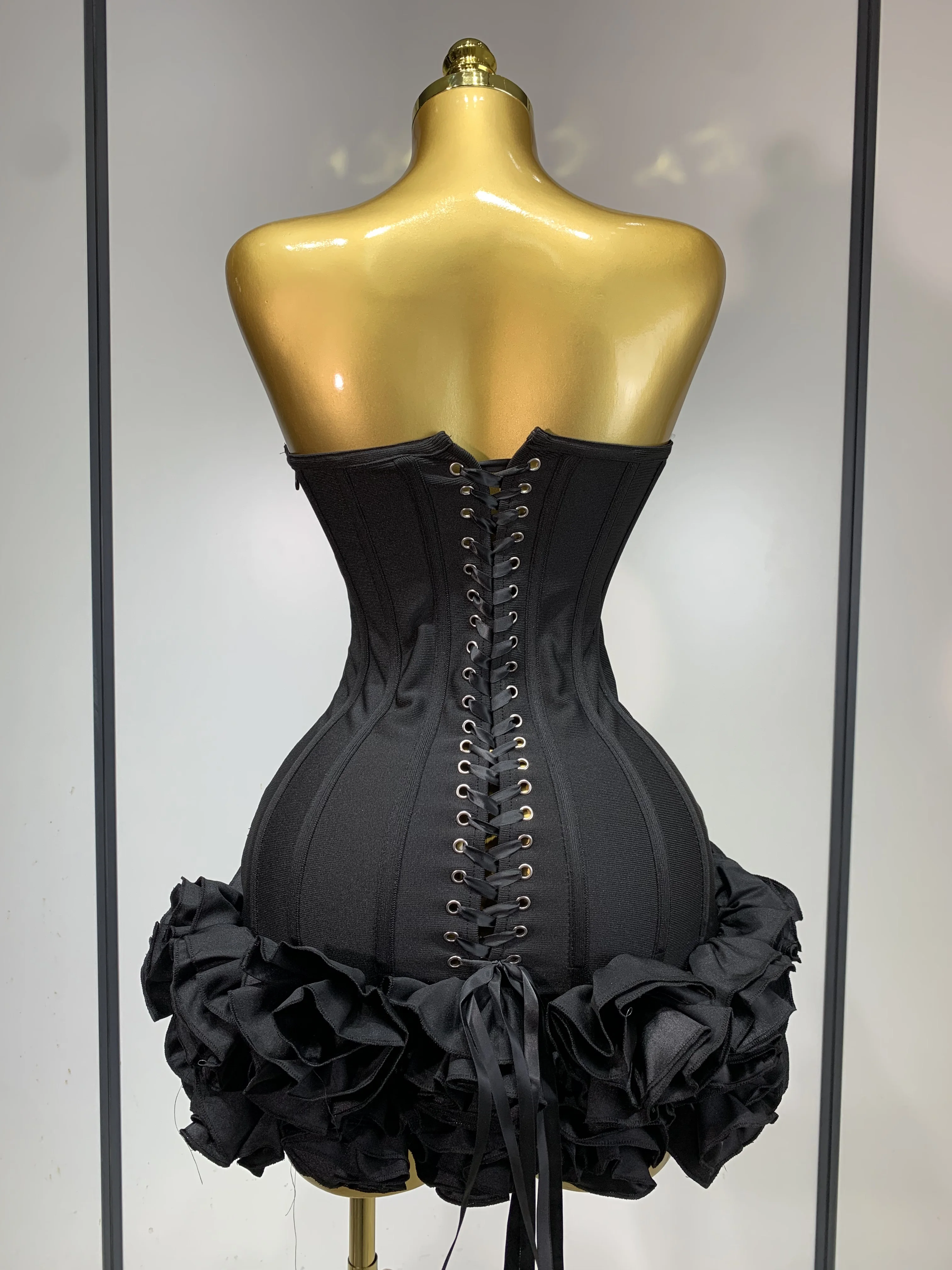 Women Sexy Strapless Backless Flower Embellished Mini Bandage Dress Bodycon Celebrity Party Cocktail Evening Party Club Dresses Women Sexy Strapless Backless Flower Embellished Mini Bandage Dress Bodycon Celebrity Party Cocktail Evening Party Club Dresses