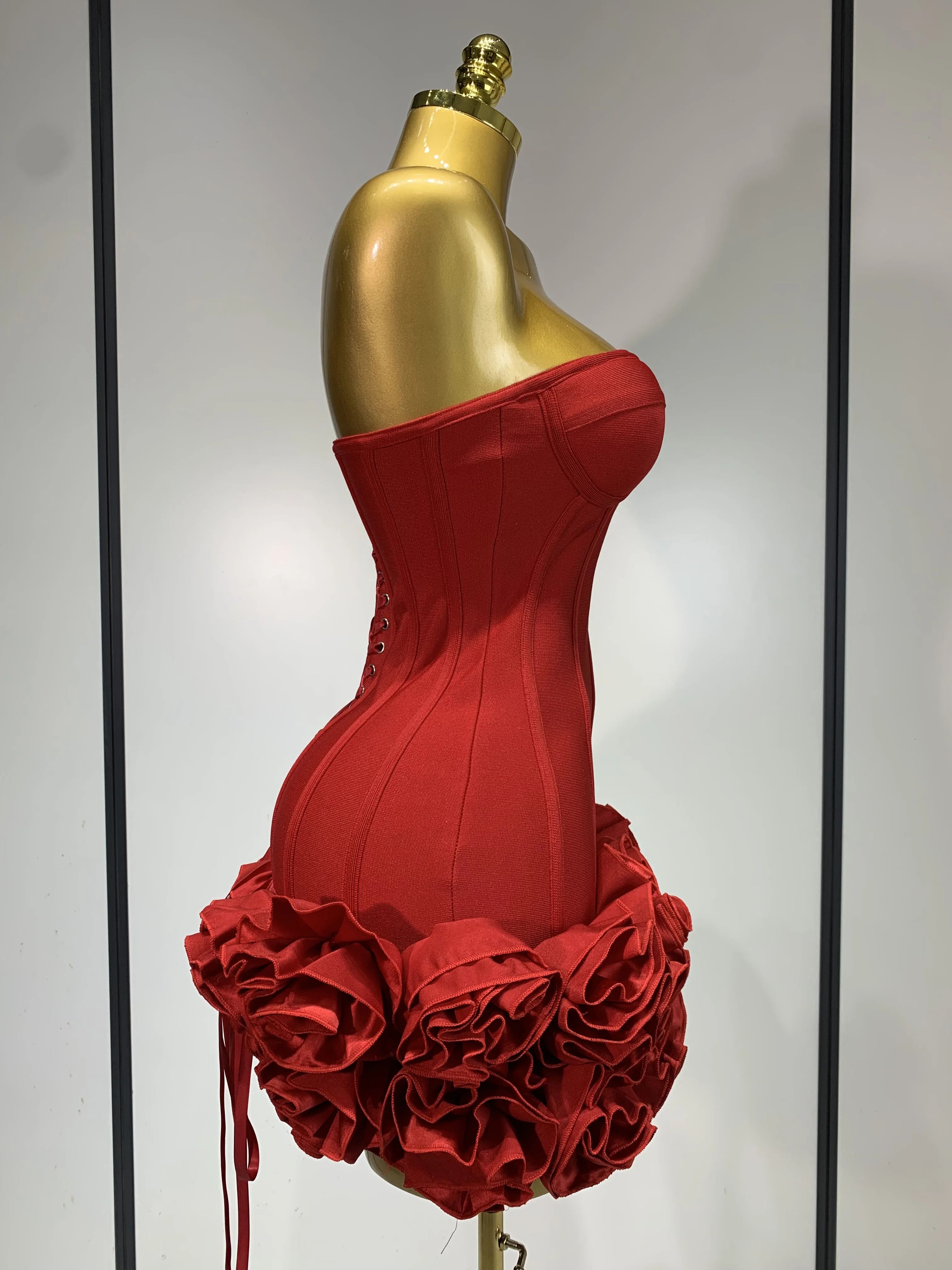 Women Sexy Strapless Backless Flower Embellished Mini Bandage Dress Bodycon Celebrity Party Cocktail Evening Party Club Dresses Women Sexy Strapless Backless Flower Embellished Mini Bandage Dress Bodycon Celebrity Party Cocktail Evening Party Club Dresses