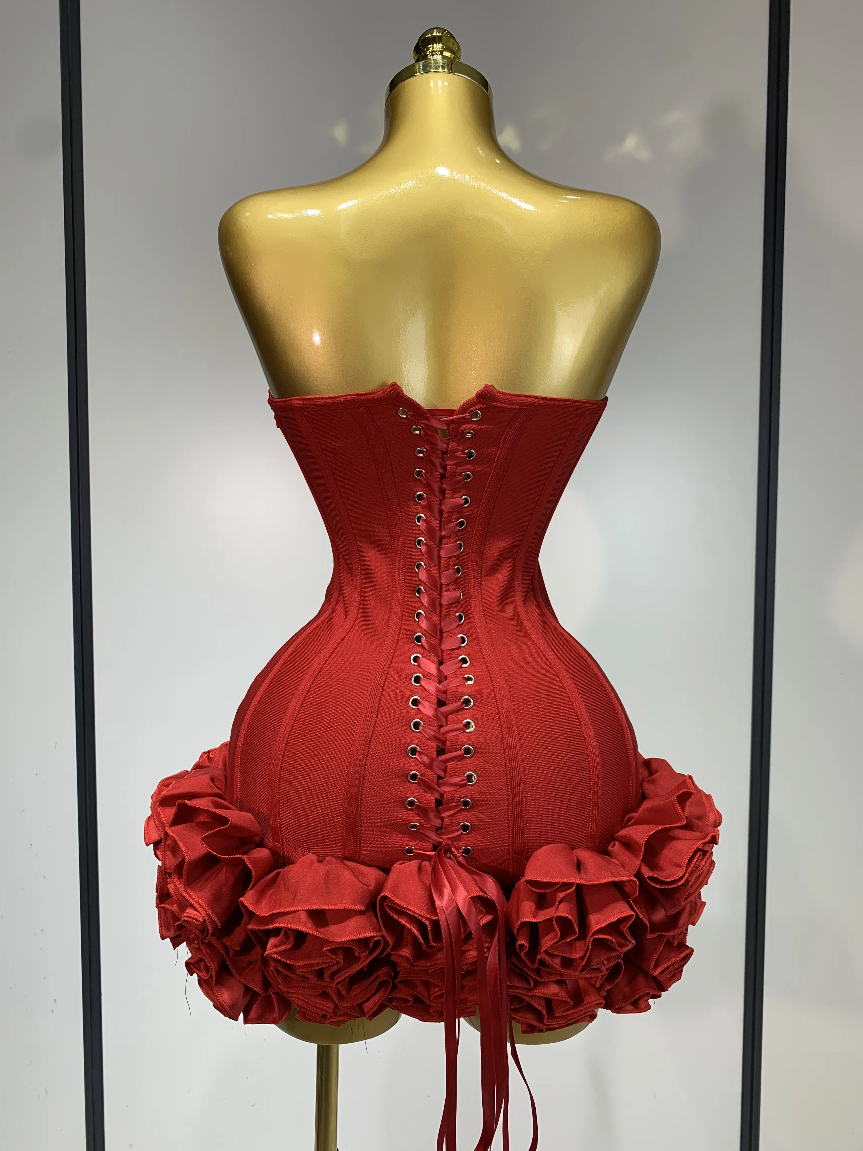 Women Sexy Strapless Backless Flower Embellished Mini Bandage Dress Bodycon Celebrity Party Cocktail Evening Party Club Dresses Women Sexy Strapless Backless Flower Embellished Mini Bandage Dress Bodycon Celebrity Party Cocktail Evening Party Club Dresses