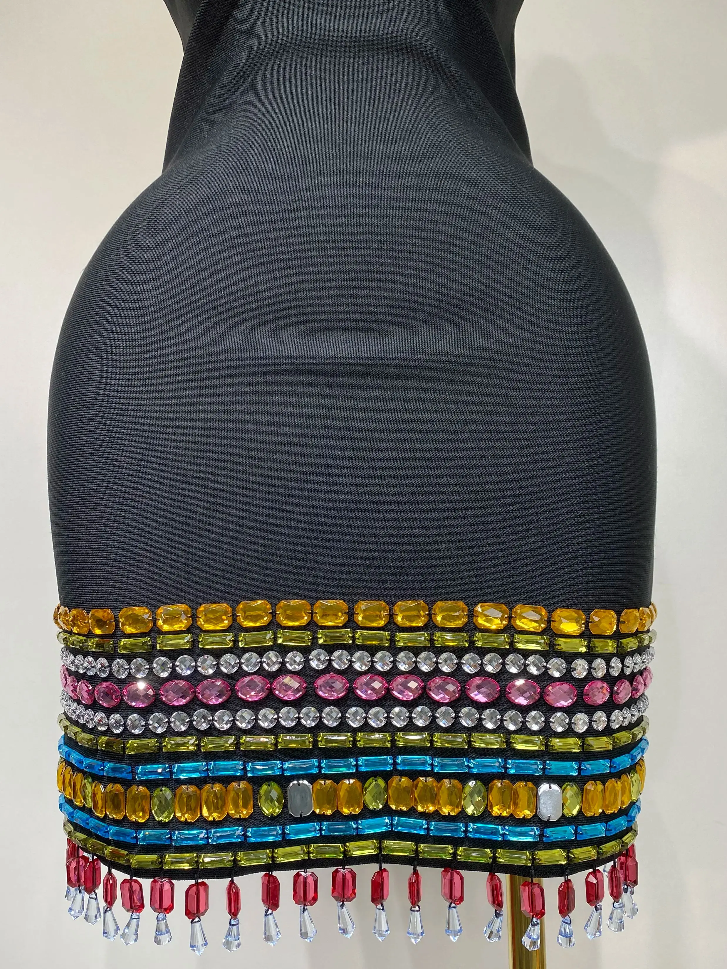 Sparkly Colorful Diamonds V Neck Black Bodycon Bandage Dress 2025 Celebrity Elegant Evening Club Party Luxury Birthday Dresses Sparkly Colorful Diamonds V Neck Black Bodycon Bandage Dress 2025 Celebrity Elegant Evening Club Party Luxury Birthday Dresses