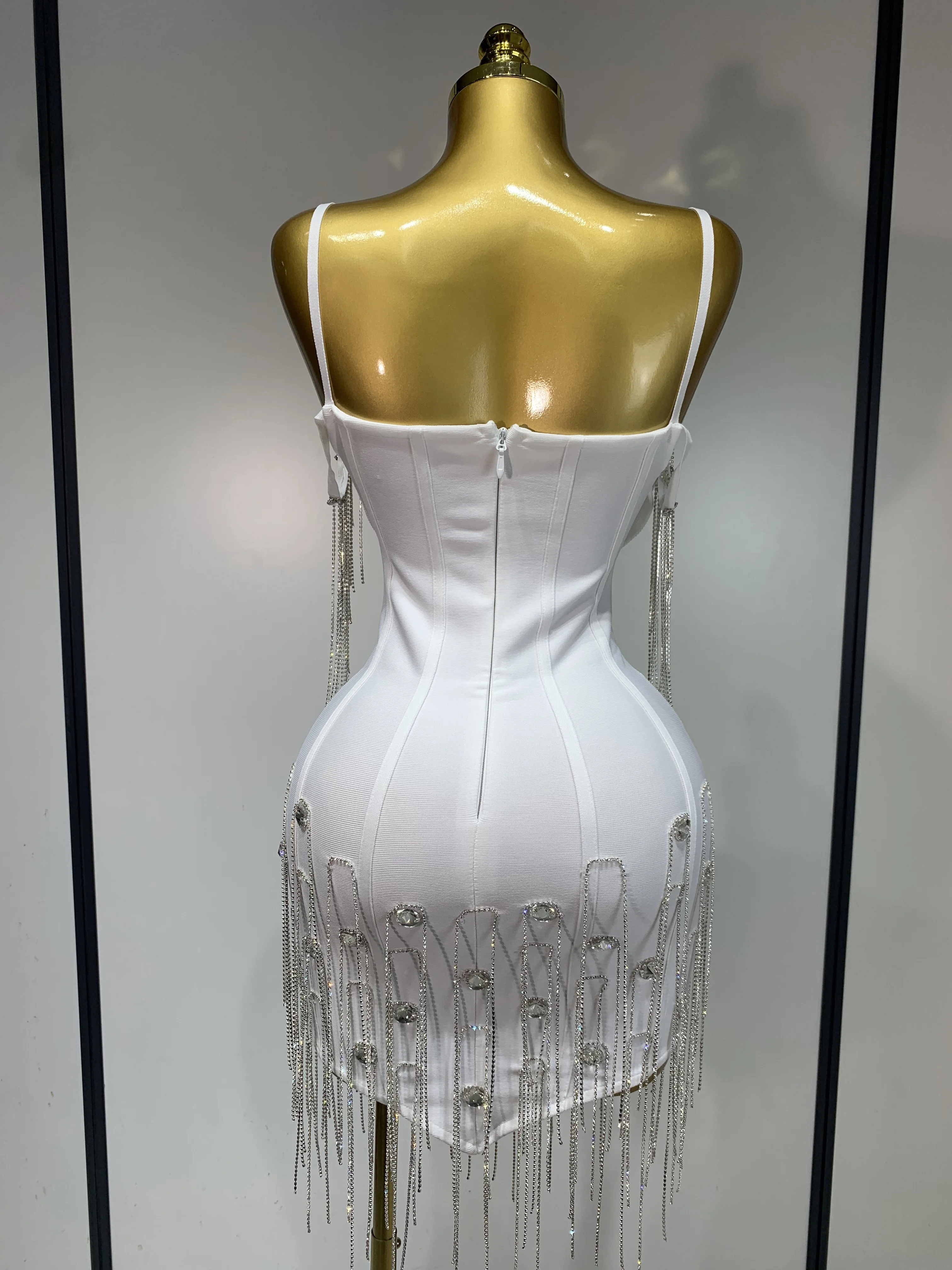 Sexy Backless Spaghetti Strap Bodycon Sleeveless Bandage Dress Elegant Prom Gown Club Evening Party Luxury Birthday Dresses