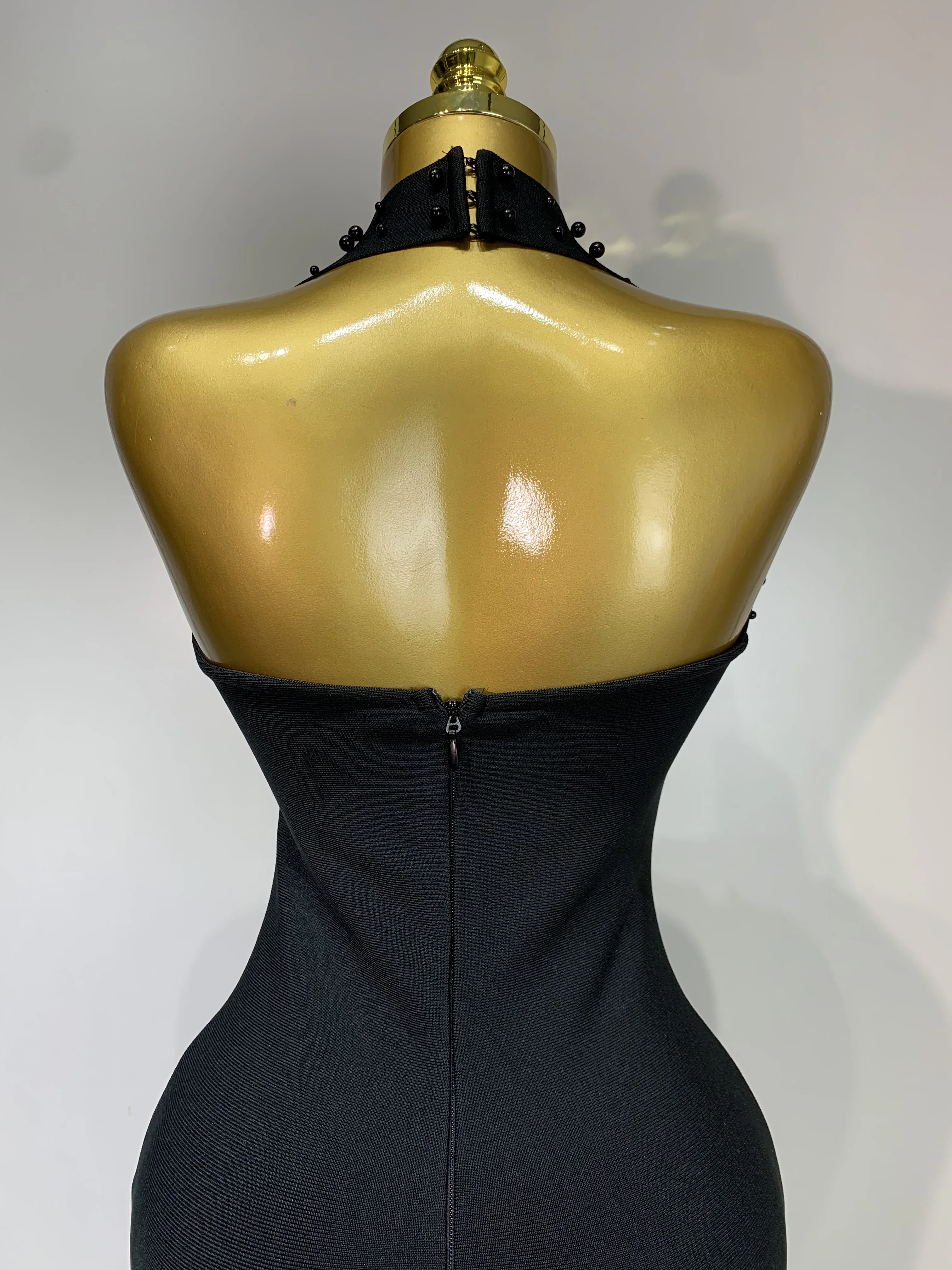 Women Sexy Halter Backless Shiny Rhinestone Pearl Bodycon Bandage Dress Celebirty Elegant Evening Party Luxury Birthday Dress Women Sexy Halter Backless Shiny Rhinestone Pearl Bodycon Bandage Dress Celebirty Elegant Evening Party Luxury Birthday Dress