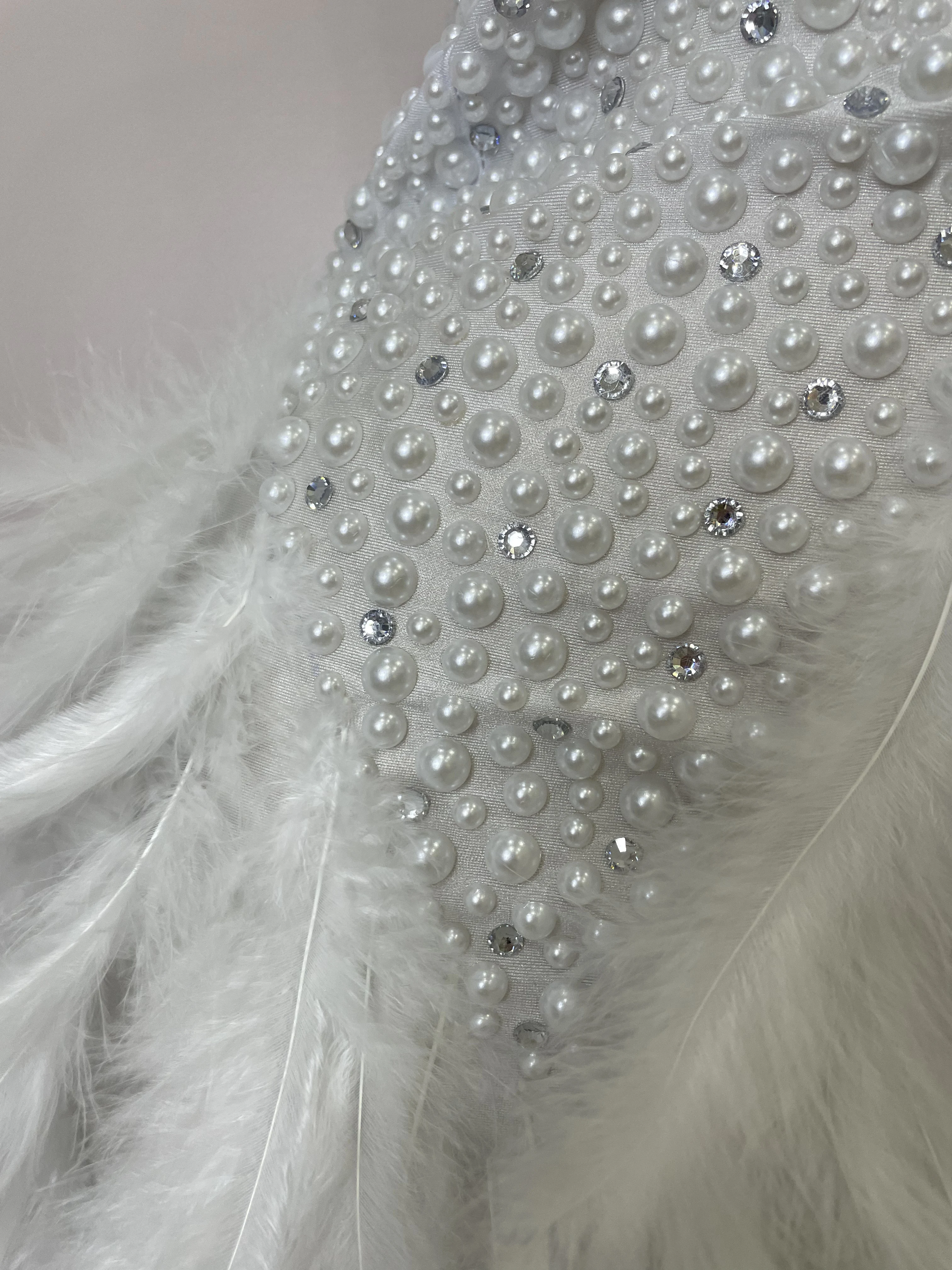 Women Luxury Black Rhinestones Pearls Feathers Halter Backless Short Dress Sexy Celebrate Birthday Dress Nightclub Stage Costume Women Luxury Black Rhinestones Pearls Feathers Halter Backless Short Dress Sexy Celebrate Birthday Dress Nightclub Stage Costume