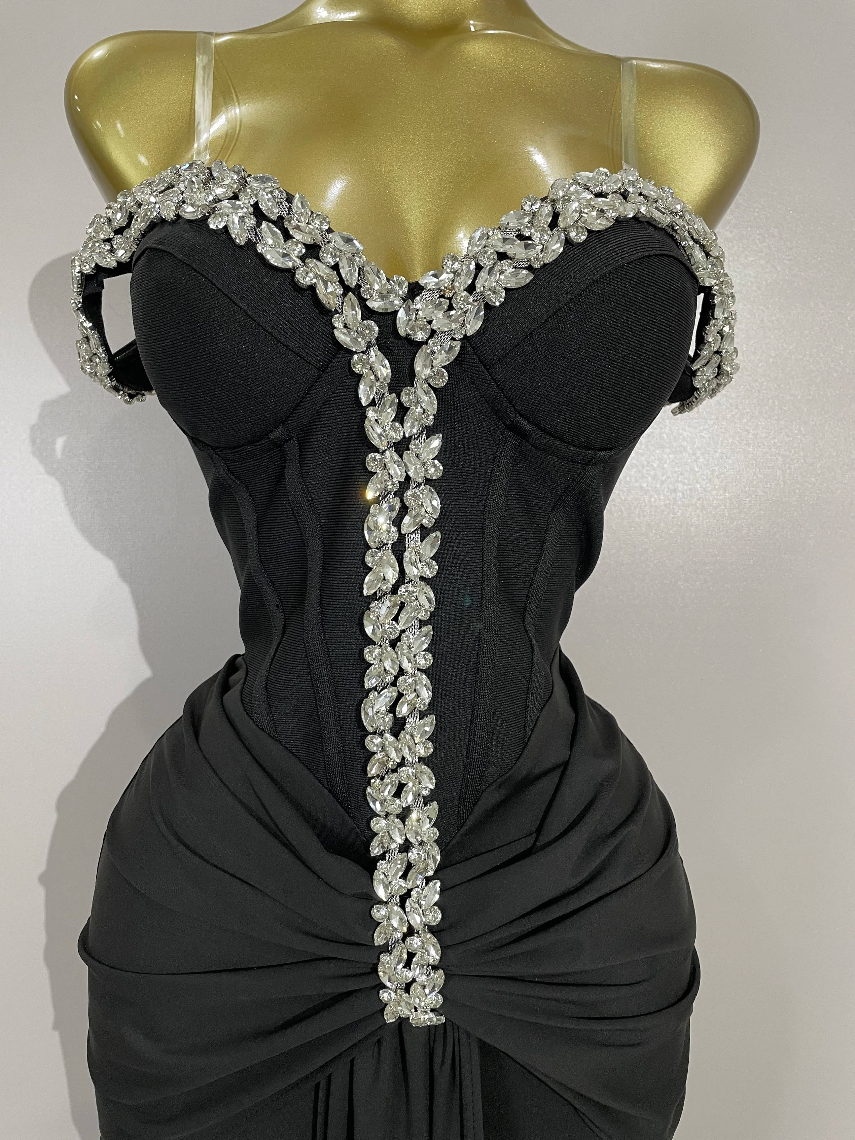 Elegant Sexy Off-The-Shoulder Bodycon Long Bandage Dress Women Evening Party Prom Club Luxury Birthday Wedding Guest Dresses