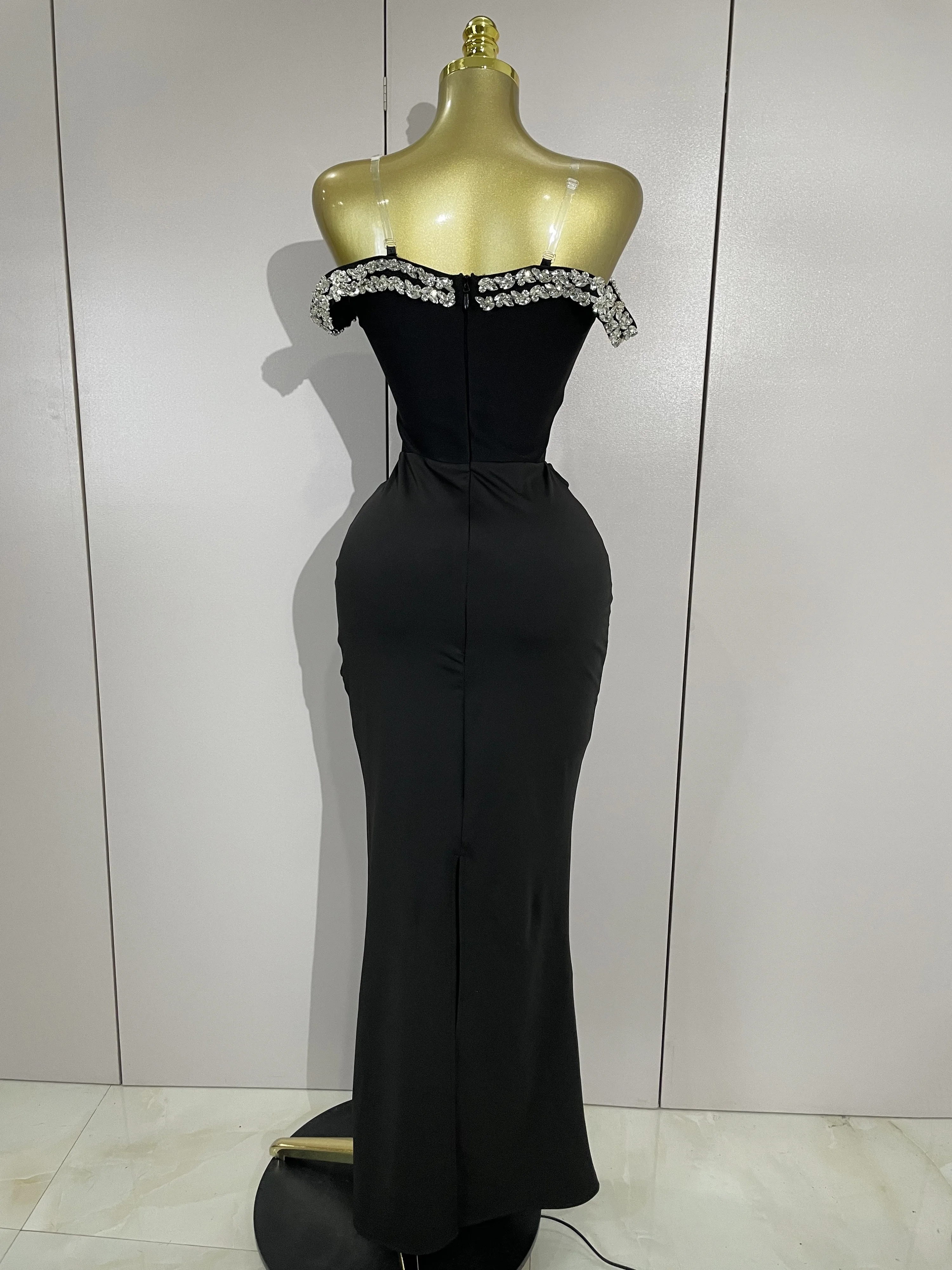 Elegant Sexy Off-The-Shoulder Bodycon Long Bandage Dress Women Evening Party Prom Club Luxury Birthday Wedding Guest Dresses