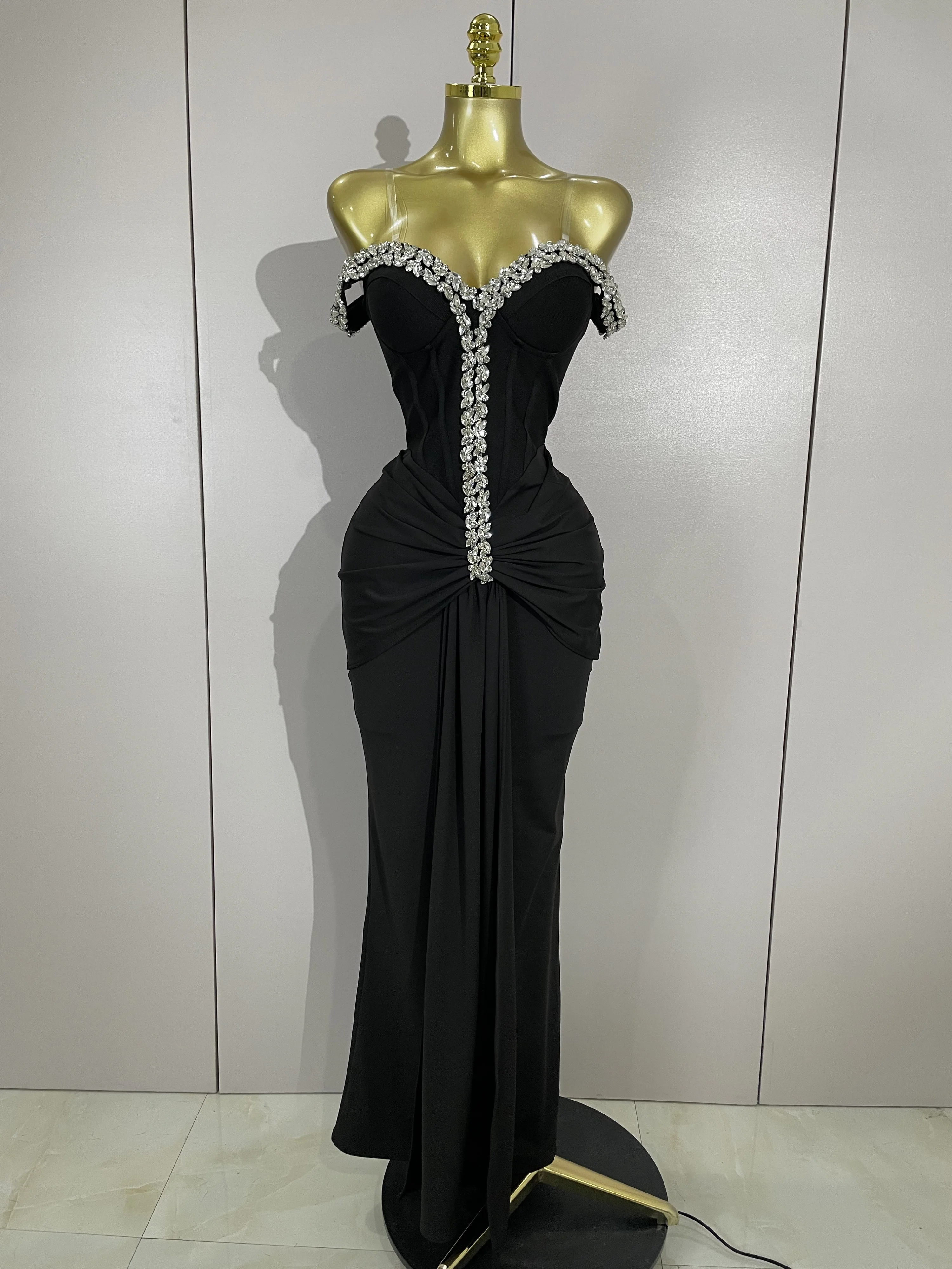 Elegant Sexy Off-The-Shoulder Bodycon Long Bandage Dress Women Evening Party Prom Club Luxury Birthday Wedding Guest Dresses