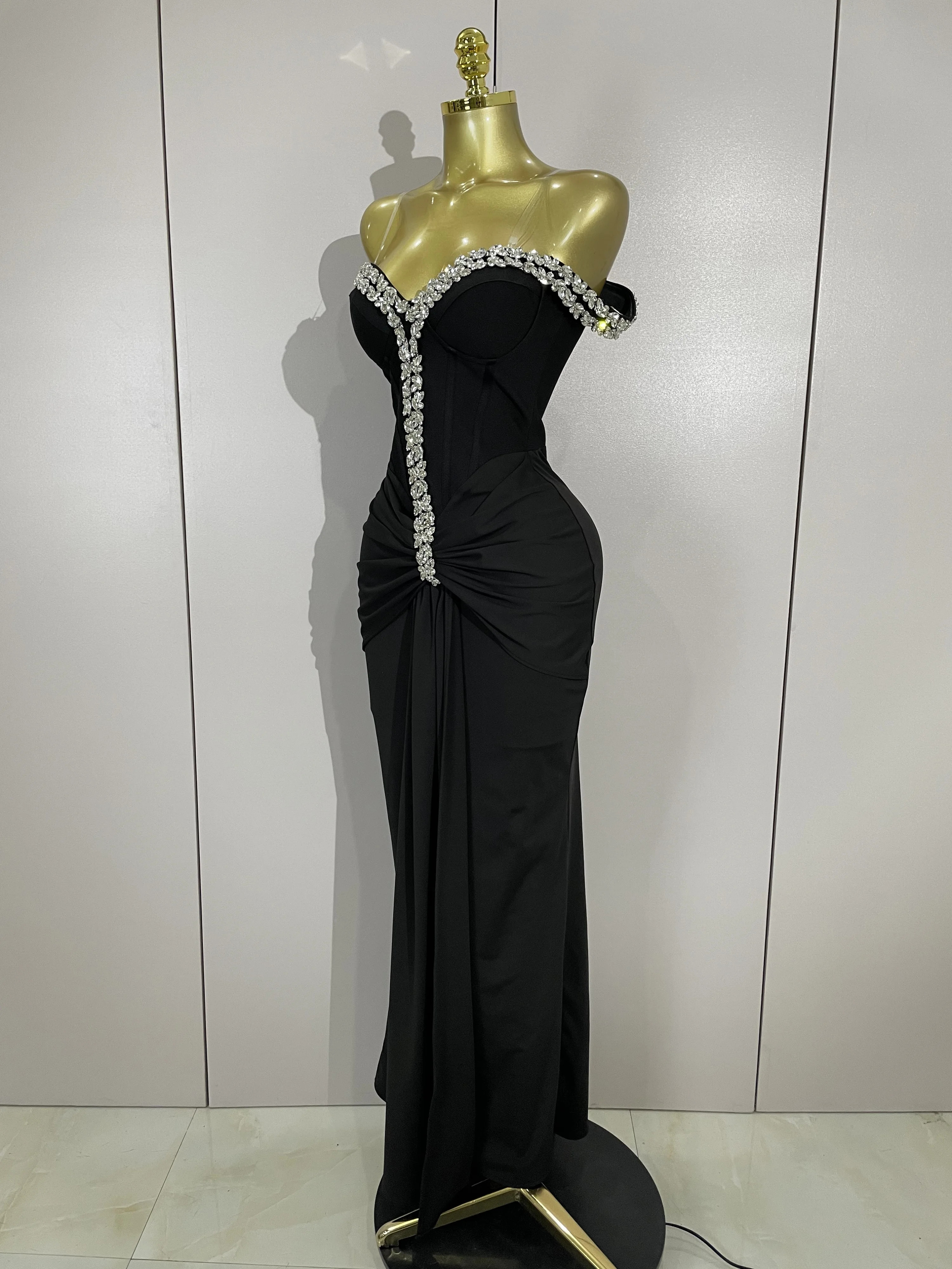 Elegant Sexy Off-The-Shoulder Bodycon Long Bandage Dress Women Evening Party Prom Club Luxury Birthday Wedding Guest Dresses