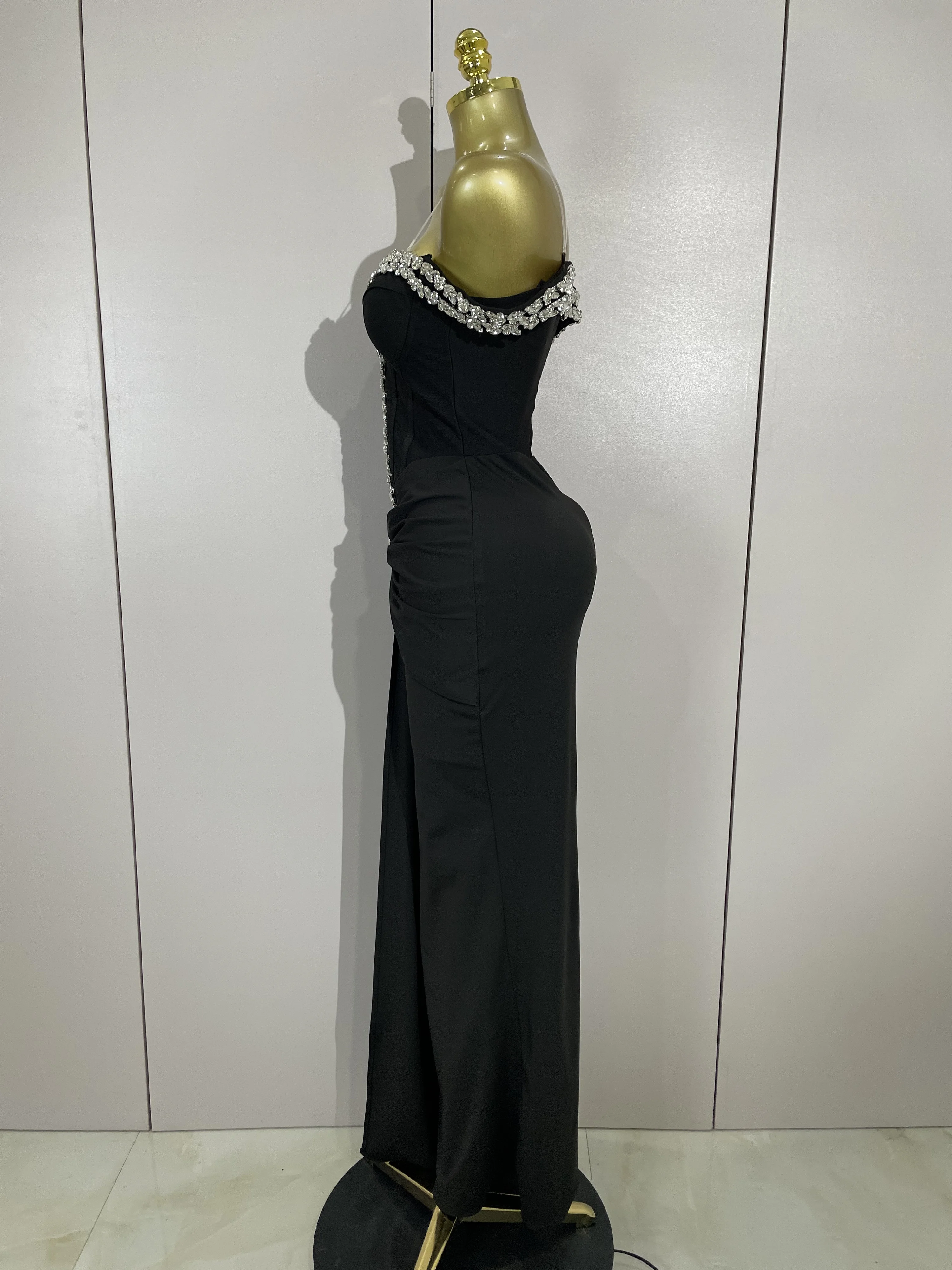 Elegant Sexy Off-The-Shoulder Bodycon Long Bandage Dress Women Evening Party Prom Club Luxury Birthday Wedding Guest Dresses