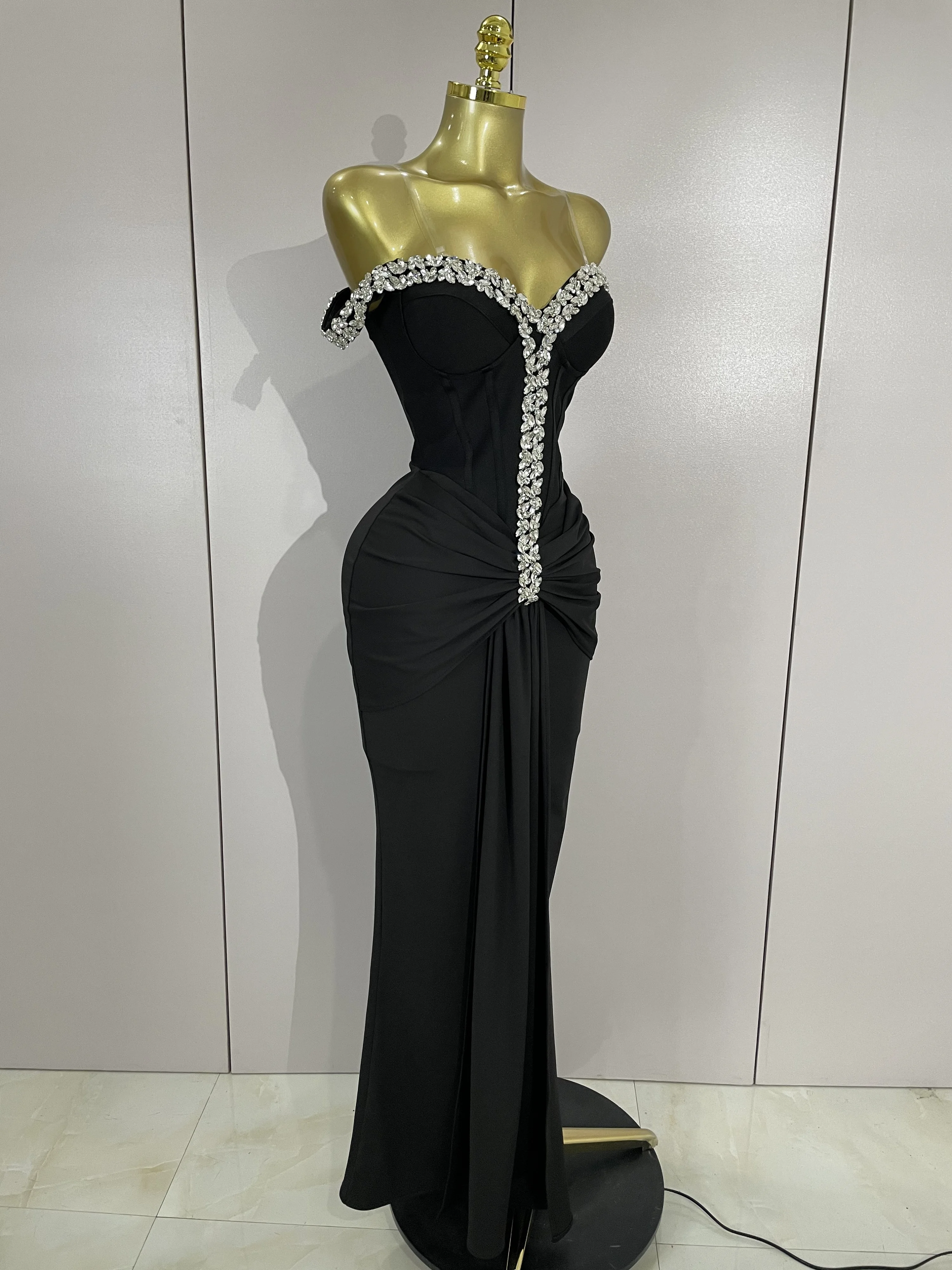 Elegant Sexy Off-The-Shoulder Bodycon Long Bandage Dress Women Evening Party Prom Club Luxury Birthday Wedding Guest Dresses